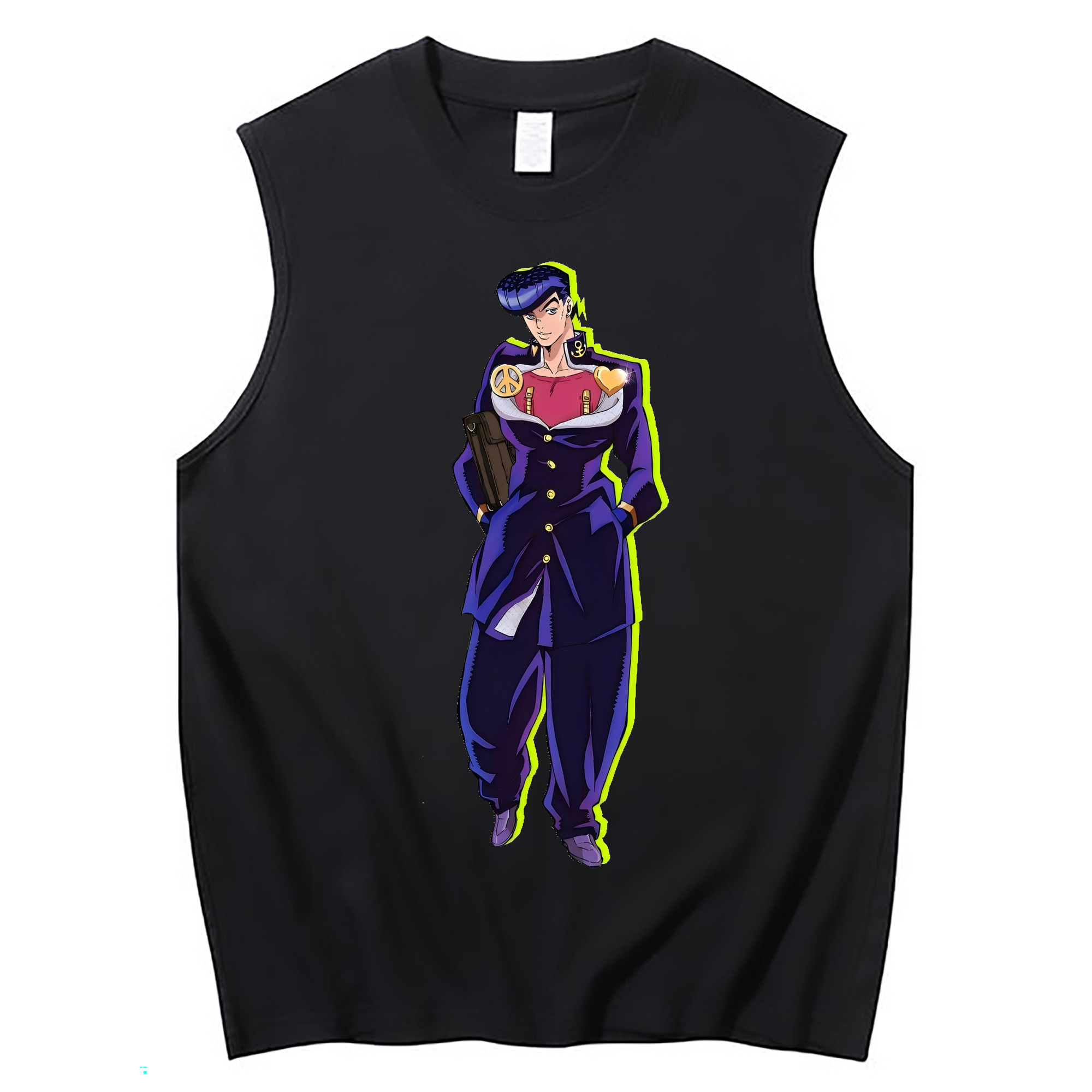 （画像用） ジョジョの奇妙な冒険 ひがしかた じょうすけ JoJo's Bizarre Adventure Higashikata Josuke コットン100％タンクトップ（フロントプリント）