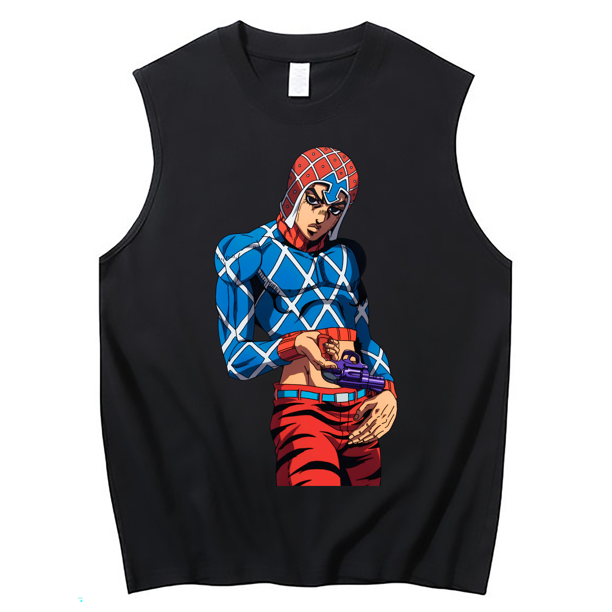 （画像用） ジョジョの奇妙な冒険 グイード?ミスタ JoJo's Bizarre Adventure Guido Mista コットン100％タンクトップ（フロントプリント）
