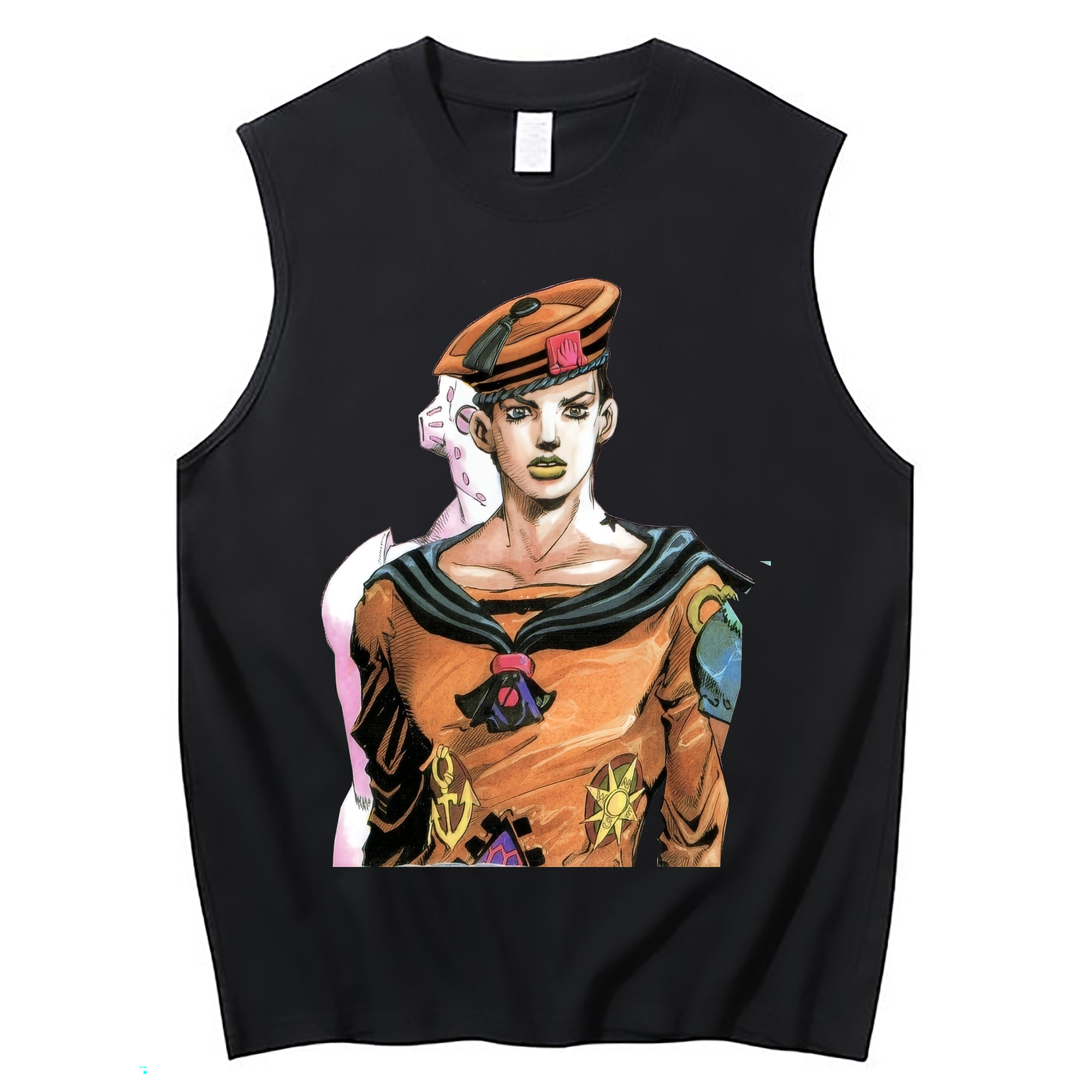 （画像用） ジョジョの奇妙な冒険 東方定助 JoJo's Bizarre Adventure Higashikata Josuke コットン100％タンクトップ（フロントプリント）