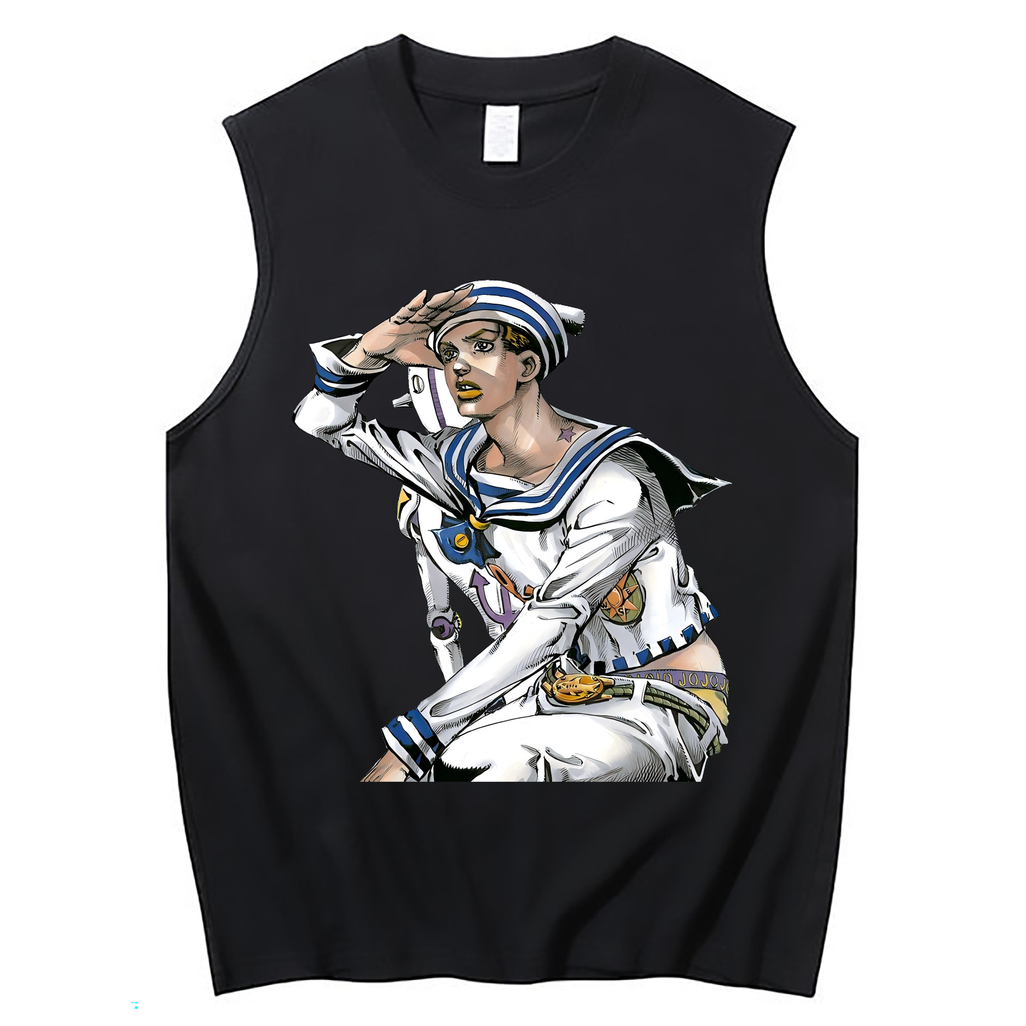 （画像用） ジョジョの奇妙な冒険 東方定助 JoJo's Bizarre Adventure Higashikata Josuke コットン100％タンクトップ（フロントプリント）