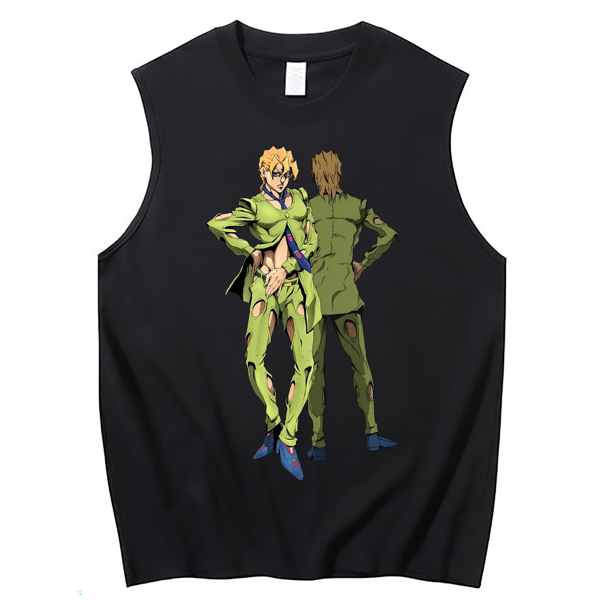 （画像用） ジョジョの奇妙な冒険 パンナコッタ?フー JoJo's Bizarre Adventure Pannacotta Fugo コットン100％タンクトップ（フロントプリント）