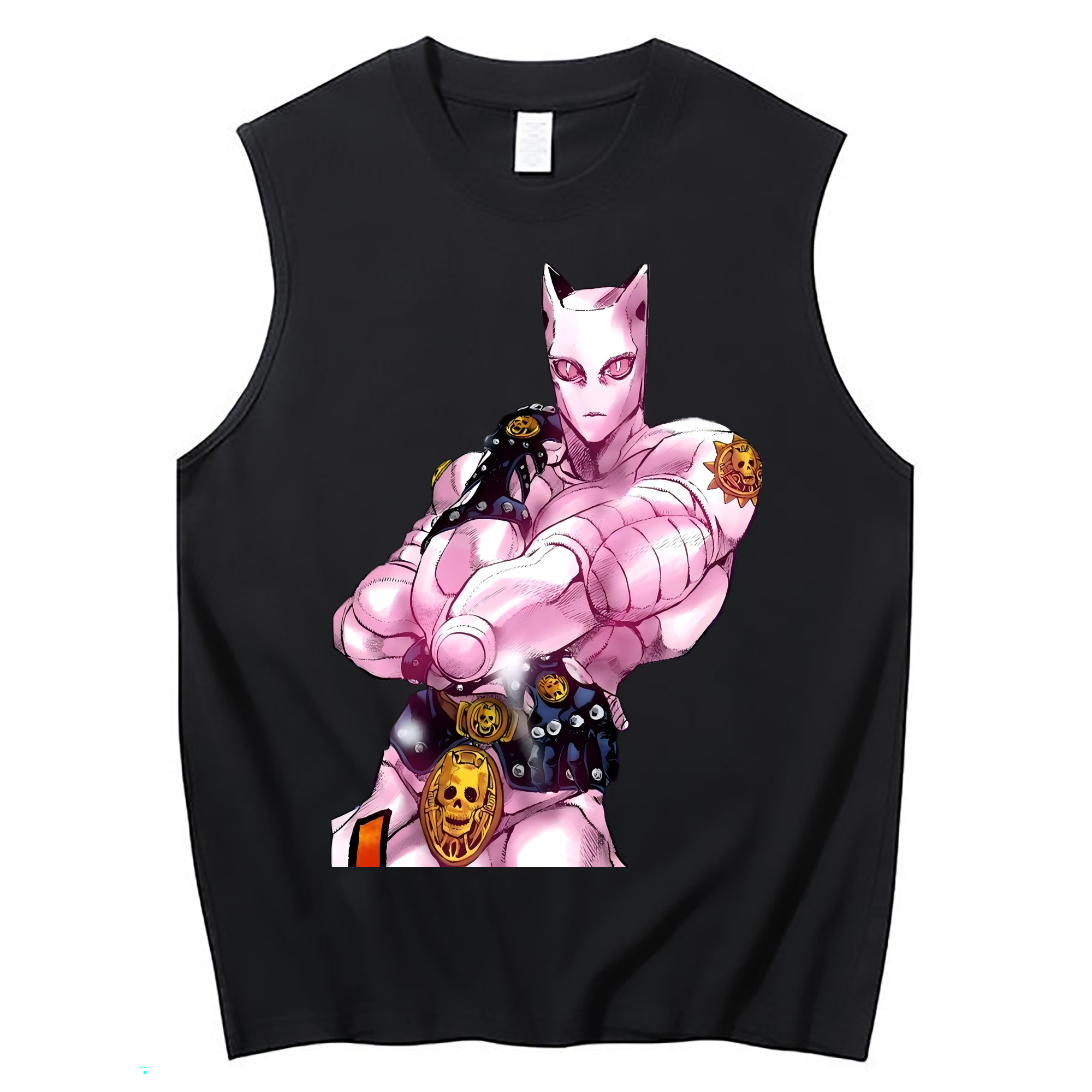 （画像用） ジョジョの奇妙な冒険 きら よしかげ JoJo's Bizarre Adventure Kira Yoshikage コットン100％タンクトップ（フロントプリント）