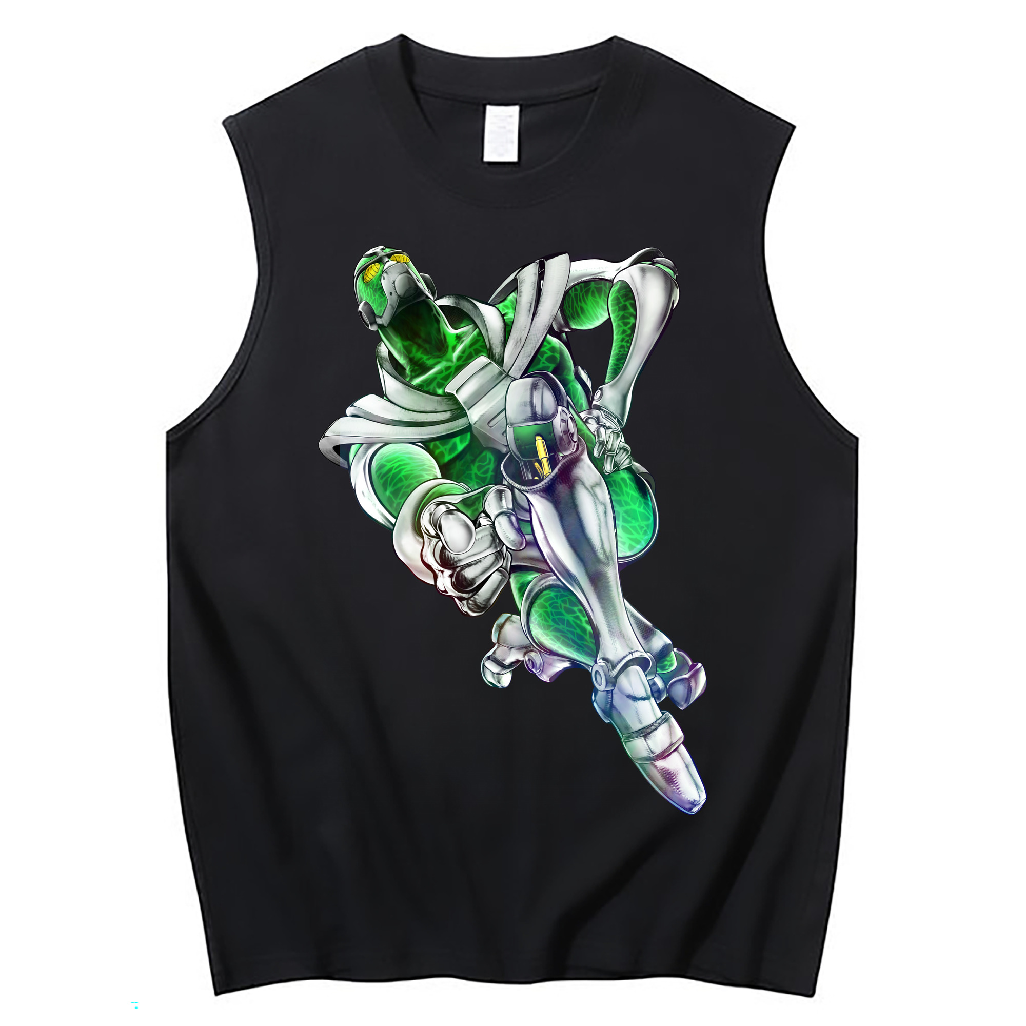 （画像用） ジョジョの奇妙な冒険 花京院 典明（かきょういん のりあき） JoJo's Bizarre Adventure Kakyoin Noriaki コットン100％タンクトップ（フロントプリント）