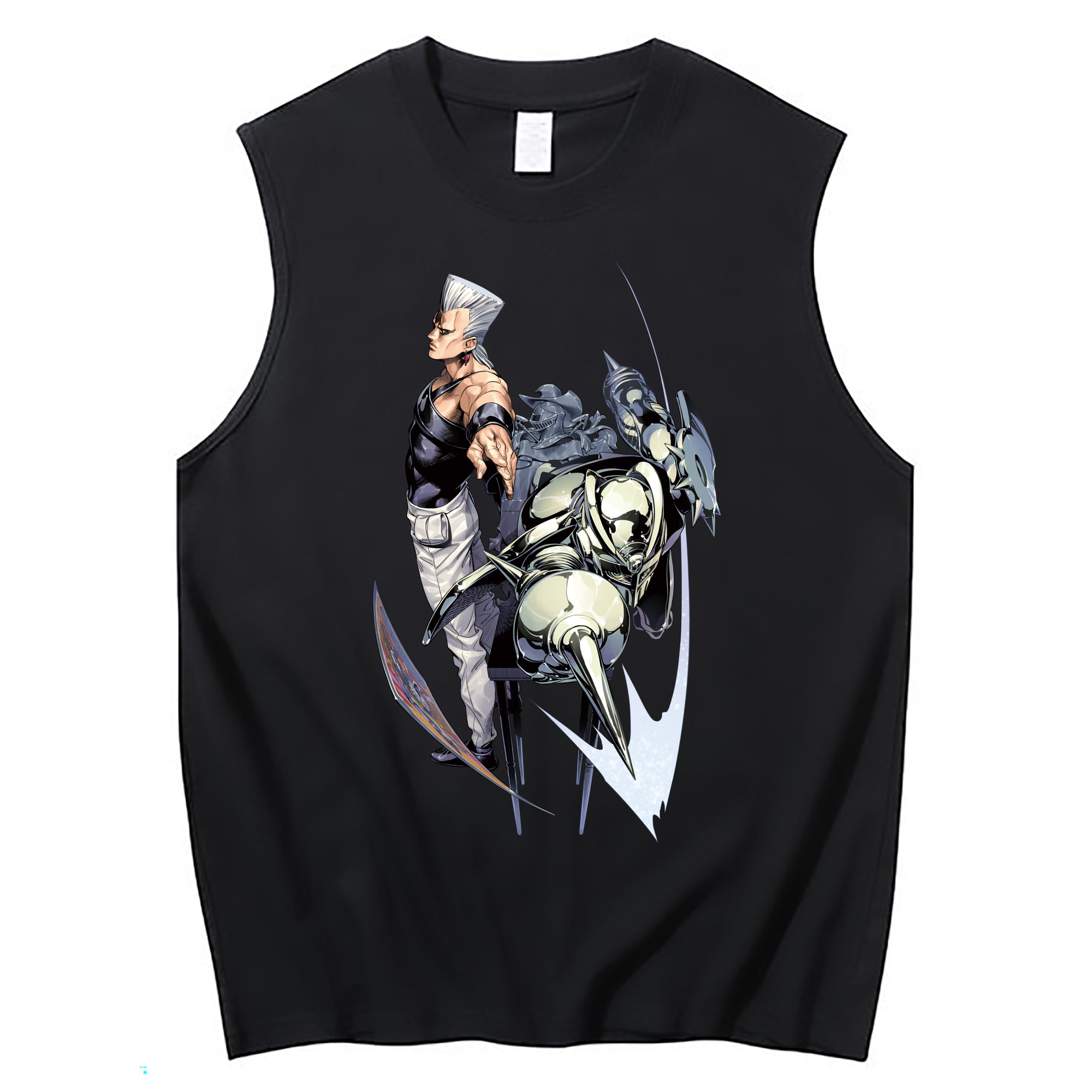（画像用） ジョジョの奇妙な冒険 ジャン＝ピエール?ポルナレフ JoJo's Bizarre Adventure Jan Pierre Polnareff コットン100％タンクトップ（フロントプリント）