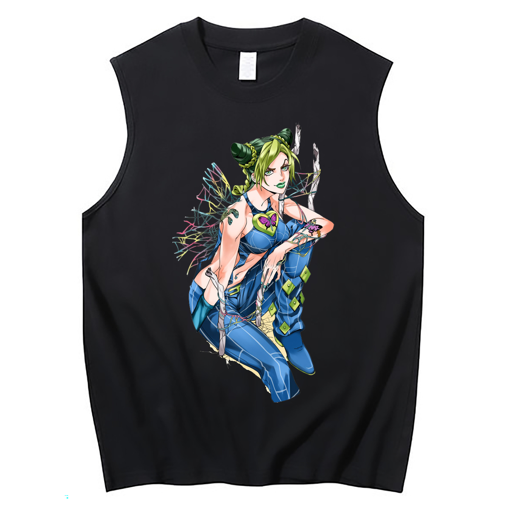 （画像用） "ジョジョの奇妙な冒険 くうじょう ジョリーン JoJo's Bizarre Adventure Jolyne Cujoh " コットン100％タンクトップ（フロントプリント）