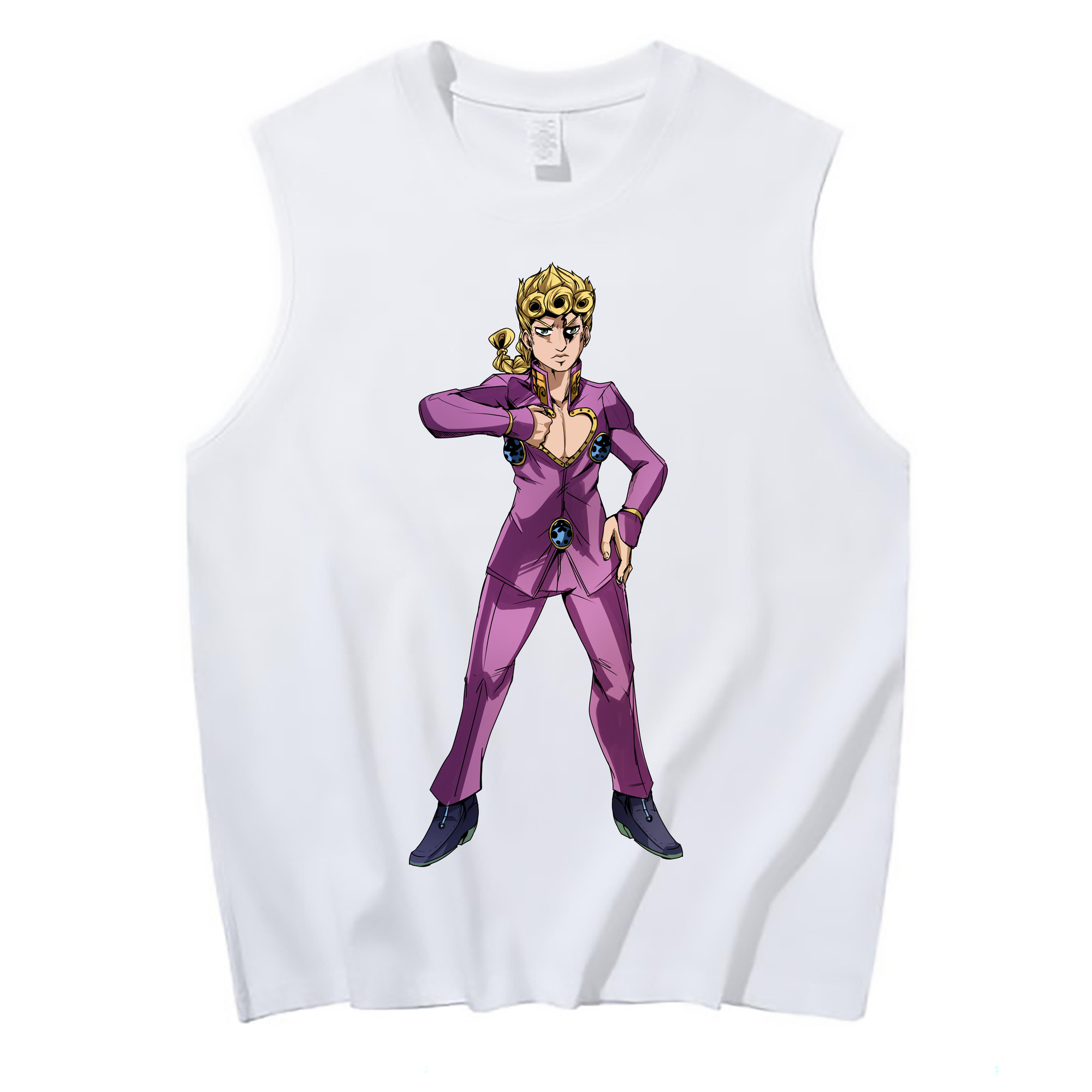 （画像用） ジョジョの奇妙な冒険 ジョルノ?ジョバァーナ JoJo's Bizarre Adventure Giorno Giovanna コットン100％タンクトップ（フロントプリント）