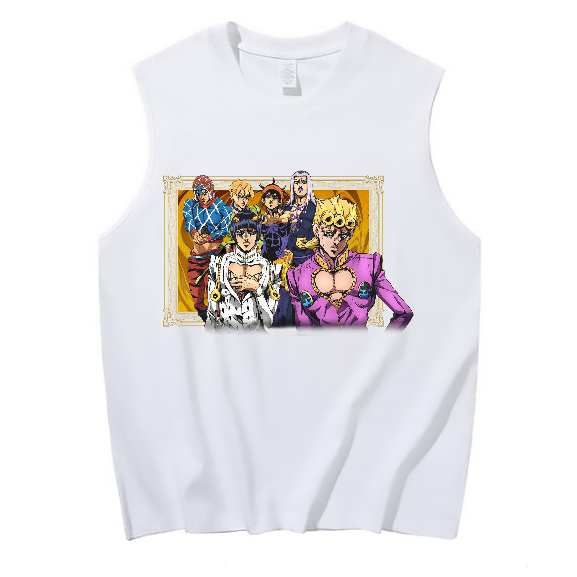 （画像用） ジョジョの奇妙な冒険 ジョルノ?ジョバァーナ JoJo's Bizarre Adventure Giorno Giovanna コットン100％タンクトップ（フロントプリント）