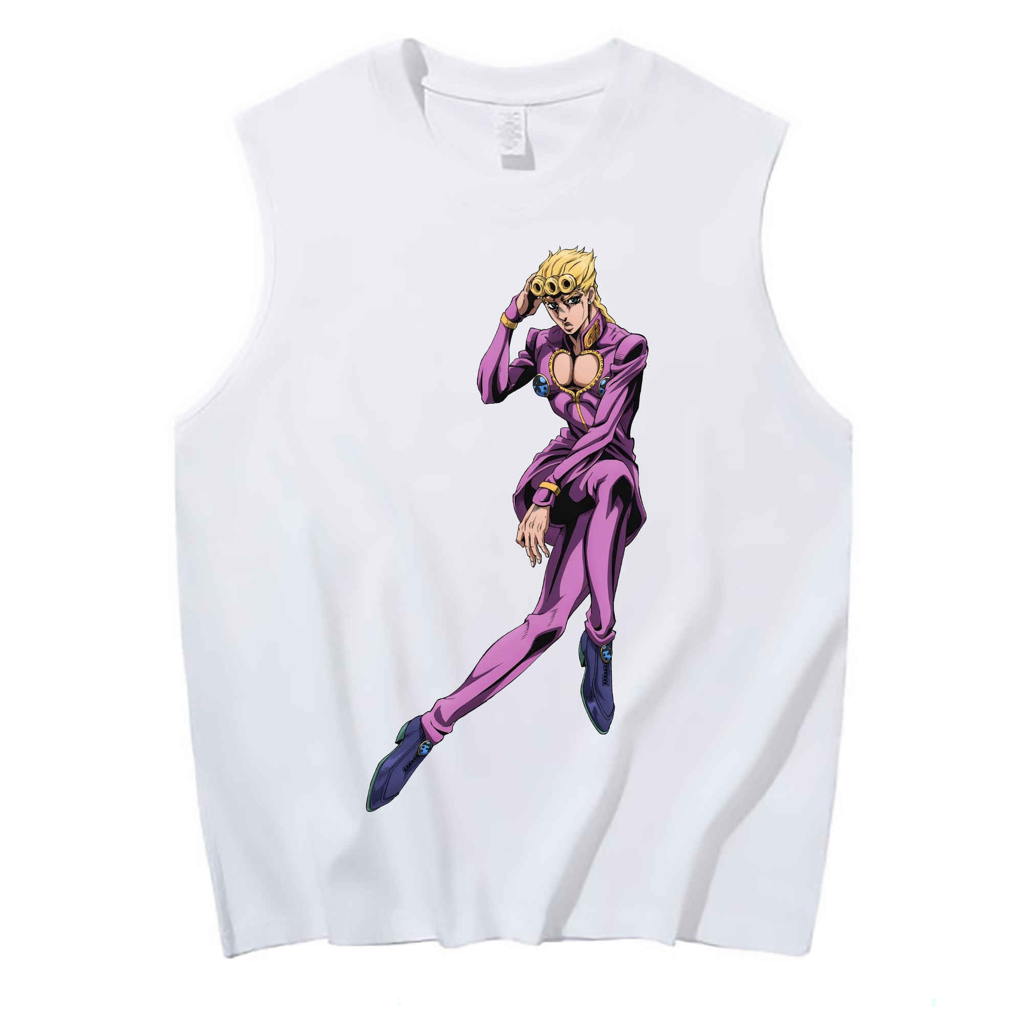 （画像用） ジョジョの奇妙な冒険 ジョルノ?ジョバァーナ JoJo's Bizarre Adventure Giorno Giovanna コットン100％タンクトップ（フロントプリント）