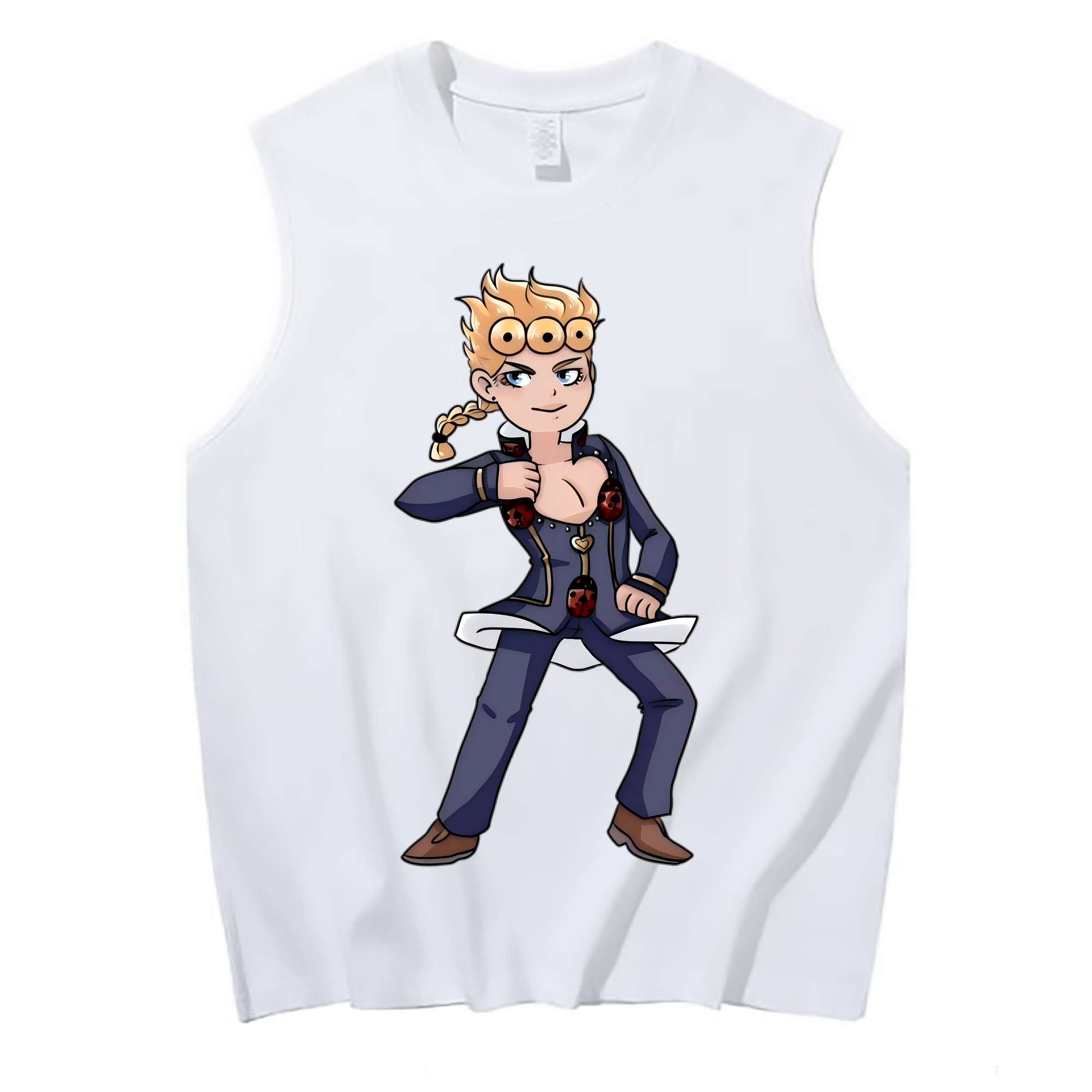 （画像用） ジョジョの奇妙な冒険 ジョルノ?ジョバァーナ JoJo's Bizarre Adventure Giorno Giovanna コットン100％タンクトップ（フロントプリント）