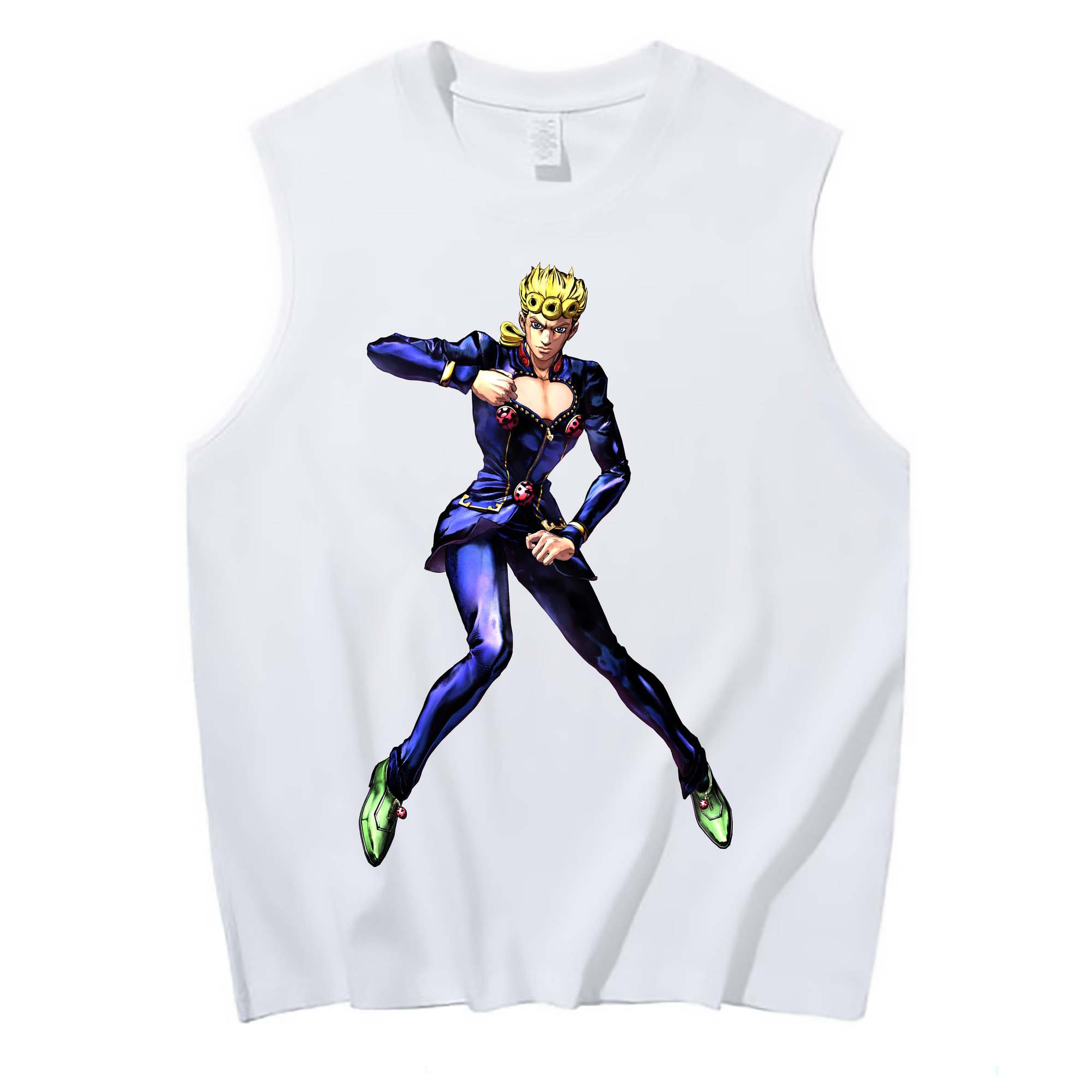 （画像用） ジョジョの奇妙な冒険 ジョルノ?ジョバァーナ JoJo's Bizarre Adventure Giorno Giovanna コットン100％タンクトップ（フロントプリント）