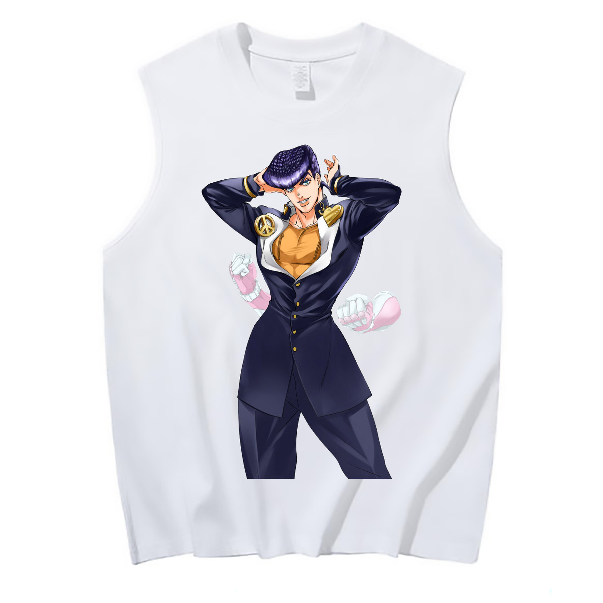 （画像用） ジョジョの奇妙な冒険 ひがしかた じょうすけ JoJo's Bizarre Adventure Higashikata Josuke コットン100％タンクトップ（フロントプリント）