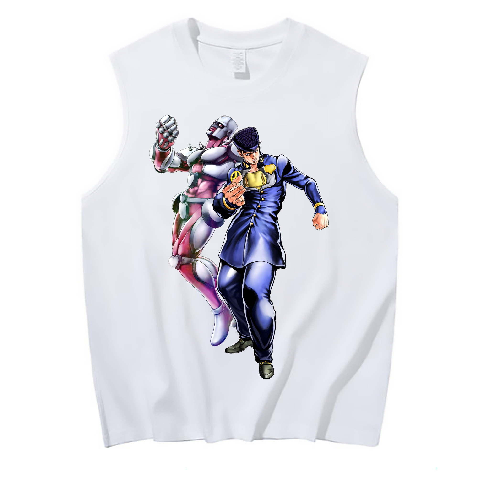（画像用） ジョジョの奇妙な冒険 ひがしかた じょうすけ JoJo's Bizarre Adventure Higashikata Josuke コットン100％タンクトップ（フロントプリント）
