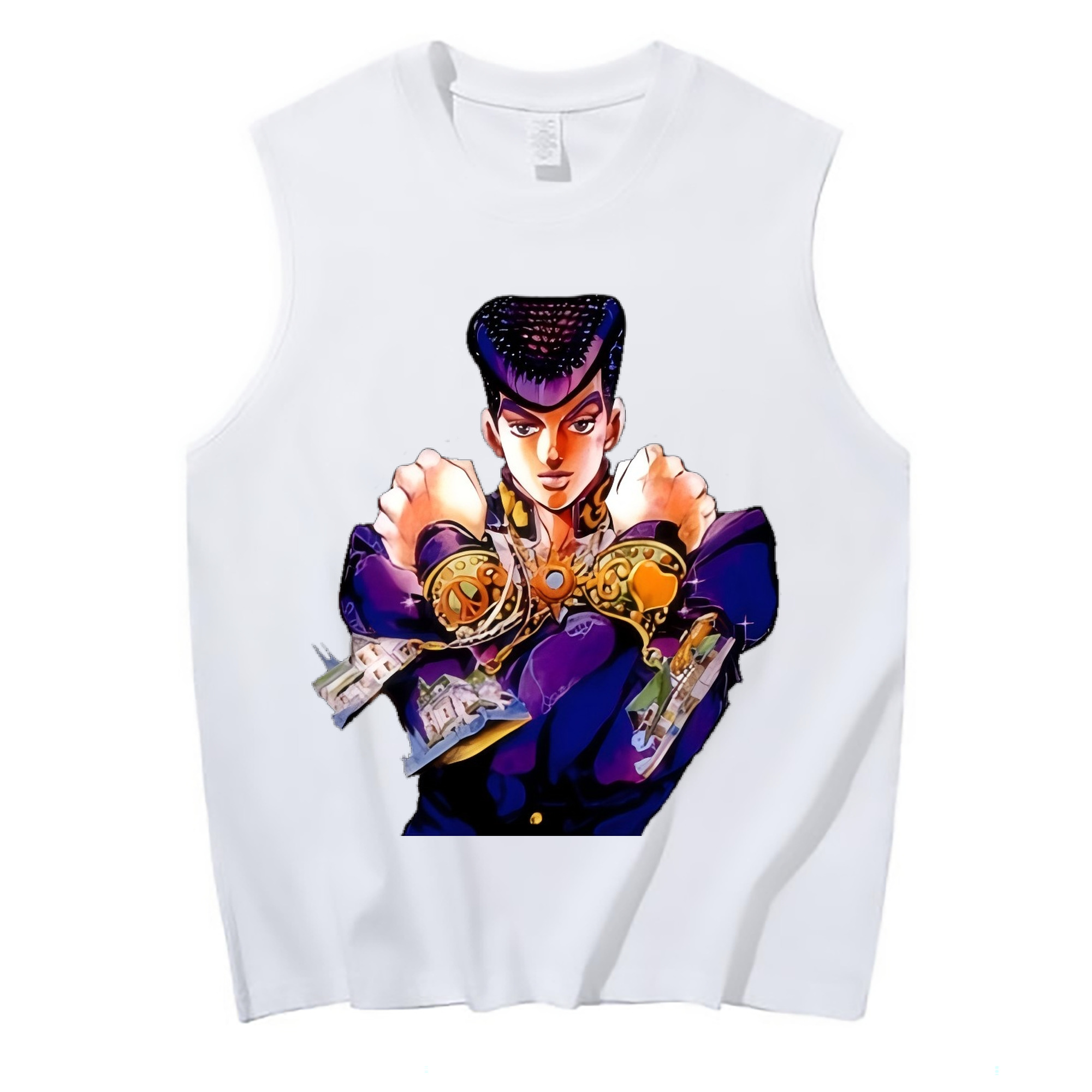 （画像用） ジョジョの奇妙な冒険 ひがしかた じょうすけ JoJo's Bizarre Adventure Higashikata Josuke コットン100％タンクトップ（フロントプリント）