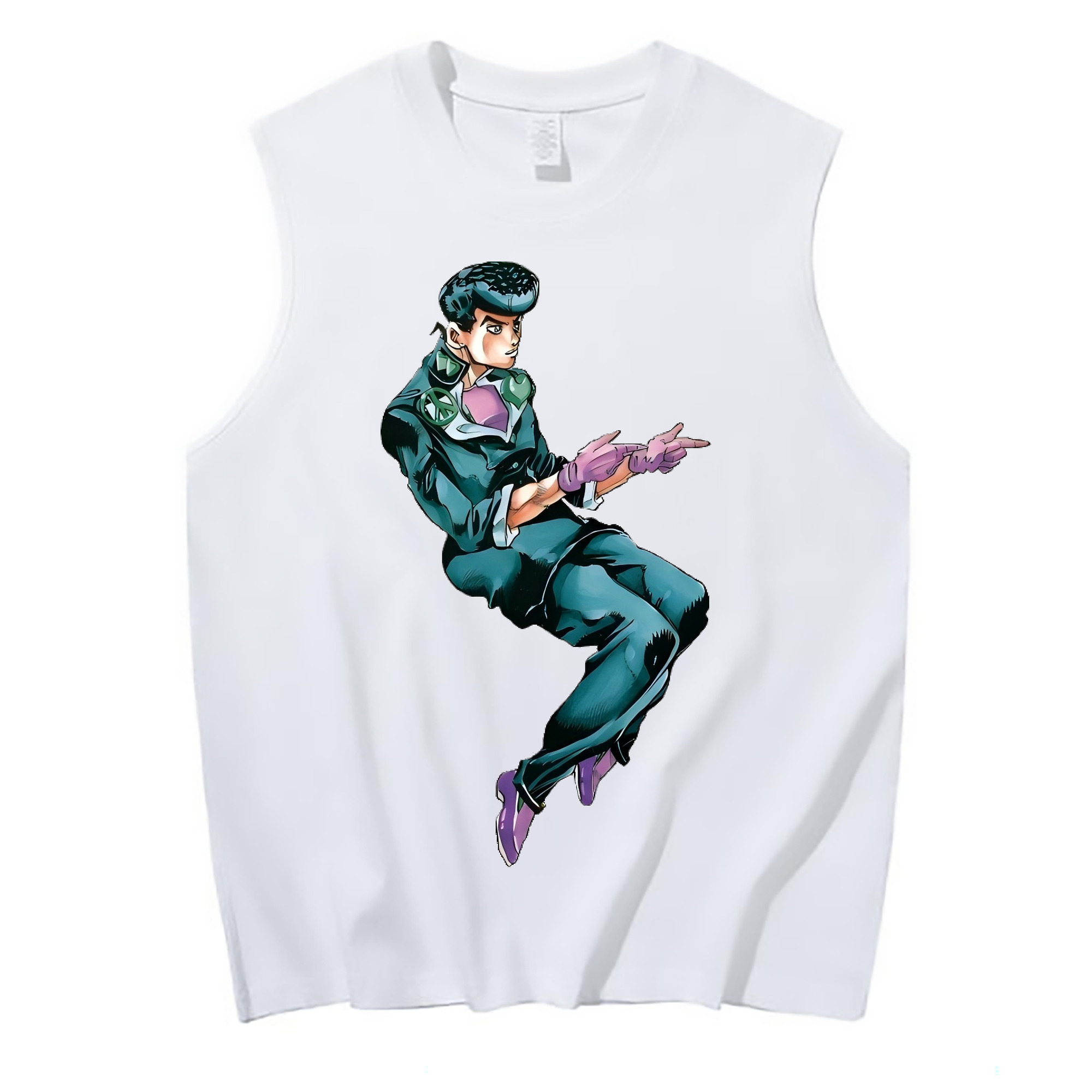 （画像用） ジョジョの奇妙な冒険 ひがしかた じょうすけ JoJo's Bizarre Adventure Higashikata Josuke コットン100％タンクトップ（フロントプリント）