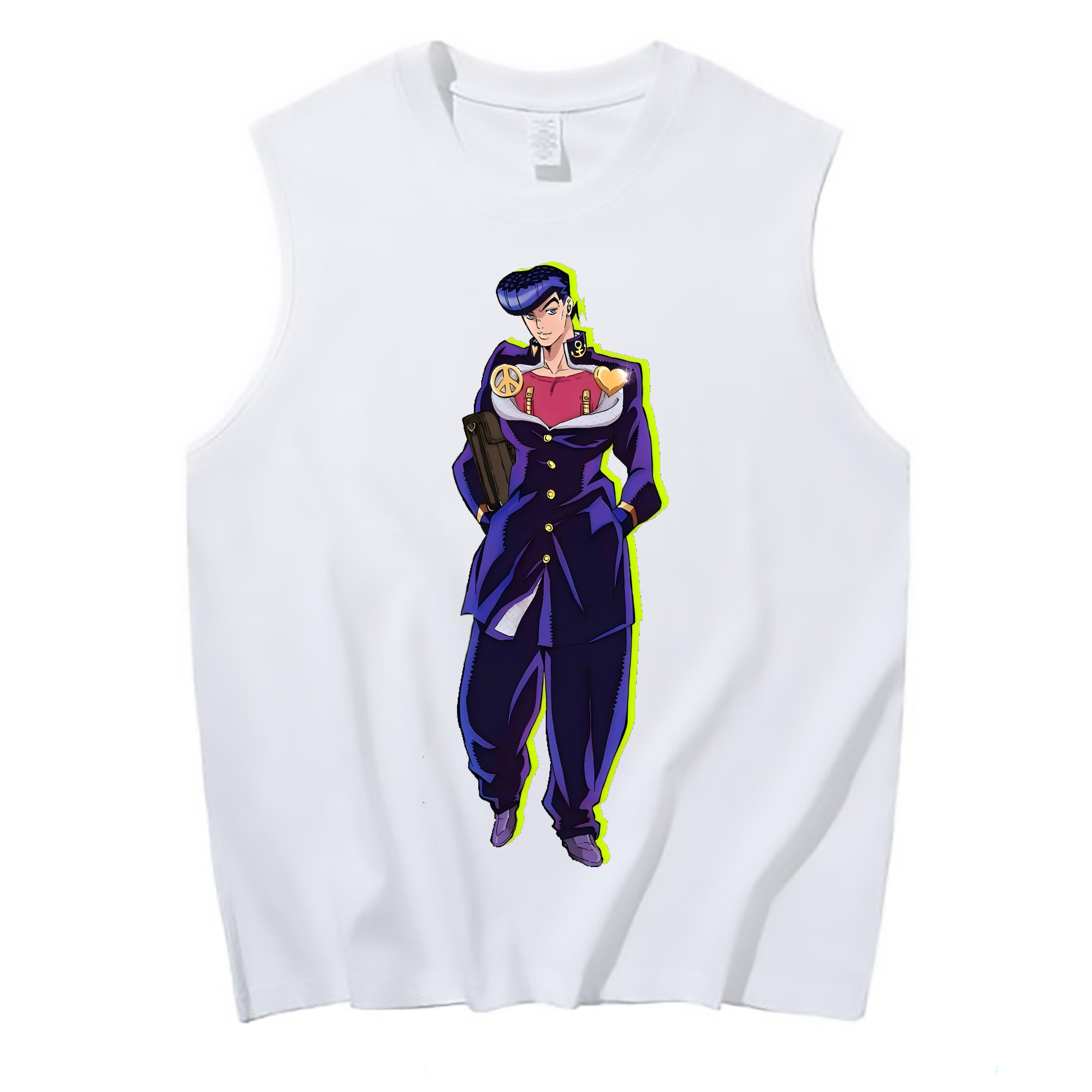 （画像用） ジョジョの奇妙な冒険 ひがしかた じょうすけ JoJo's Bizarre Adventure Higashikata Josuke コットン100％タンクトップ（フロントプリント）