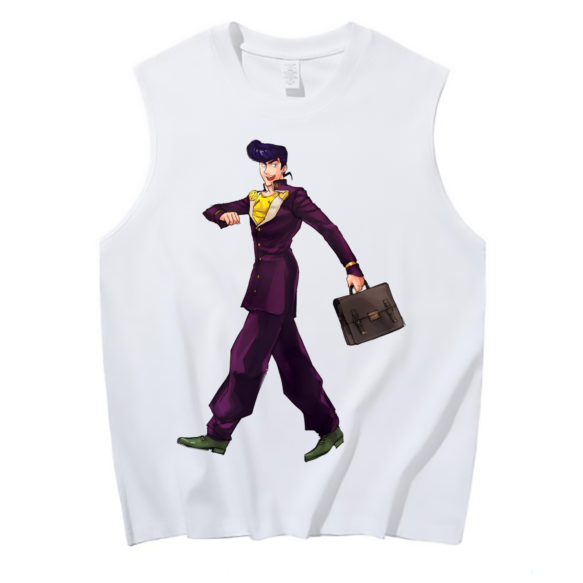 （画像用） ジョジョの奇妙な冒険 ひがしかた じょうすけ JoJo's Bizarre Adventure Higashikata Josuke コットン100％タンクトップ（フロントプリント）