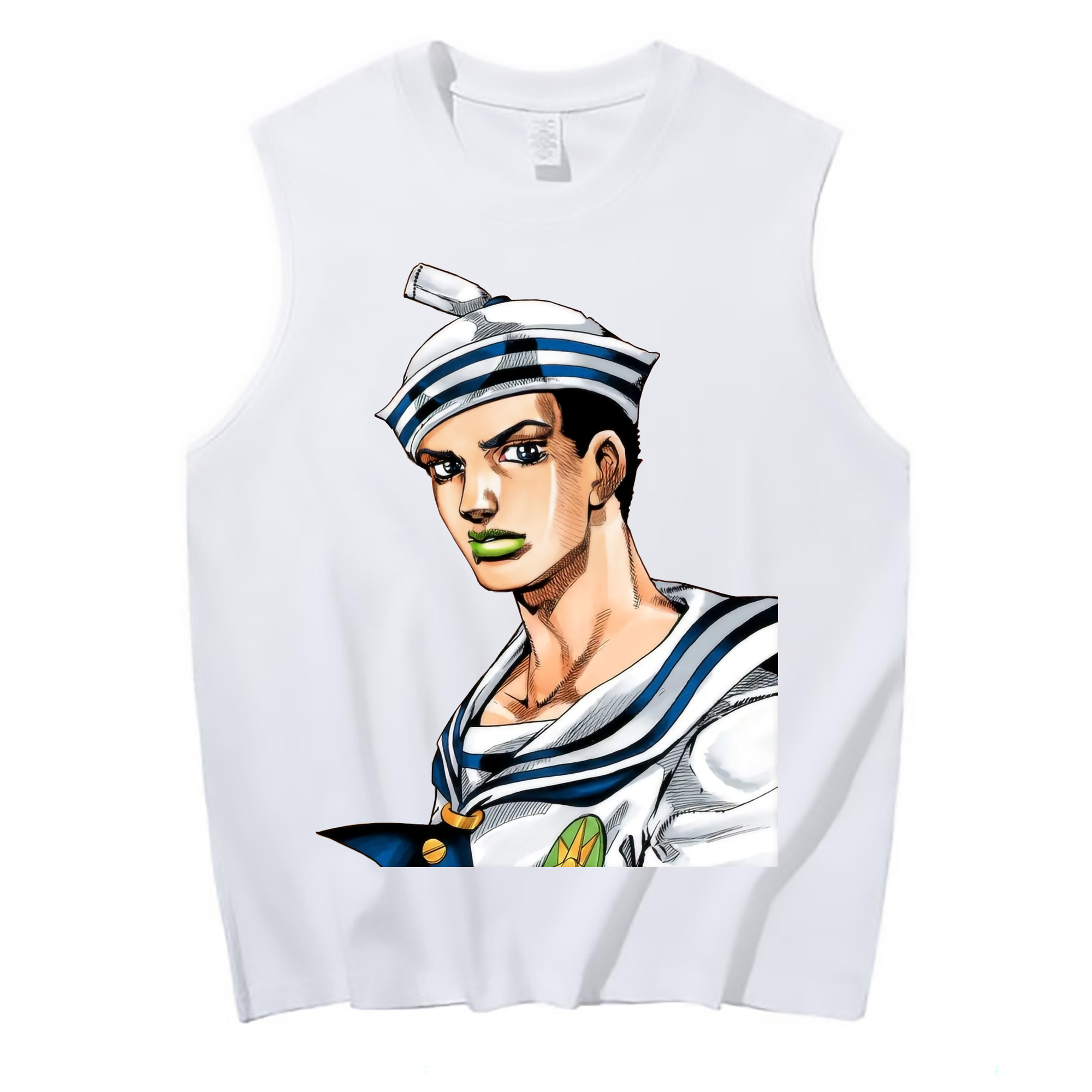 （画像用） ジョジョの奇妙な冒険 東方定助 JoJo's Bizarre Adventure Higashikata Josuke コットン100％タンクトップ（フロントプリント）