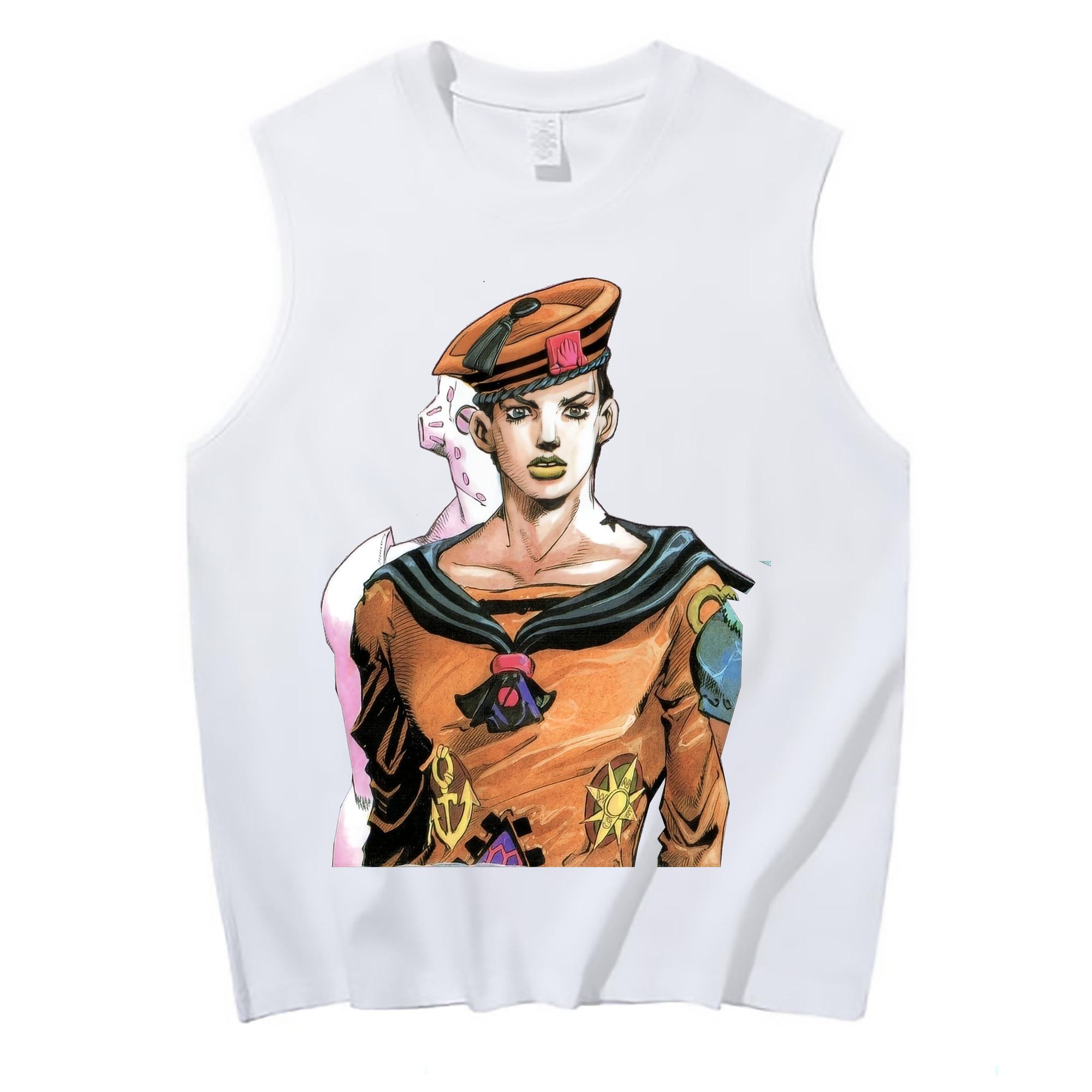 （画像用） ジョジョの奇妙な冒険 東方定助 JoJo's Bizarre Adventure Higashikata Josuke コットン100％タンクトップ（フロントプリント）