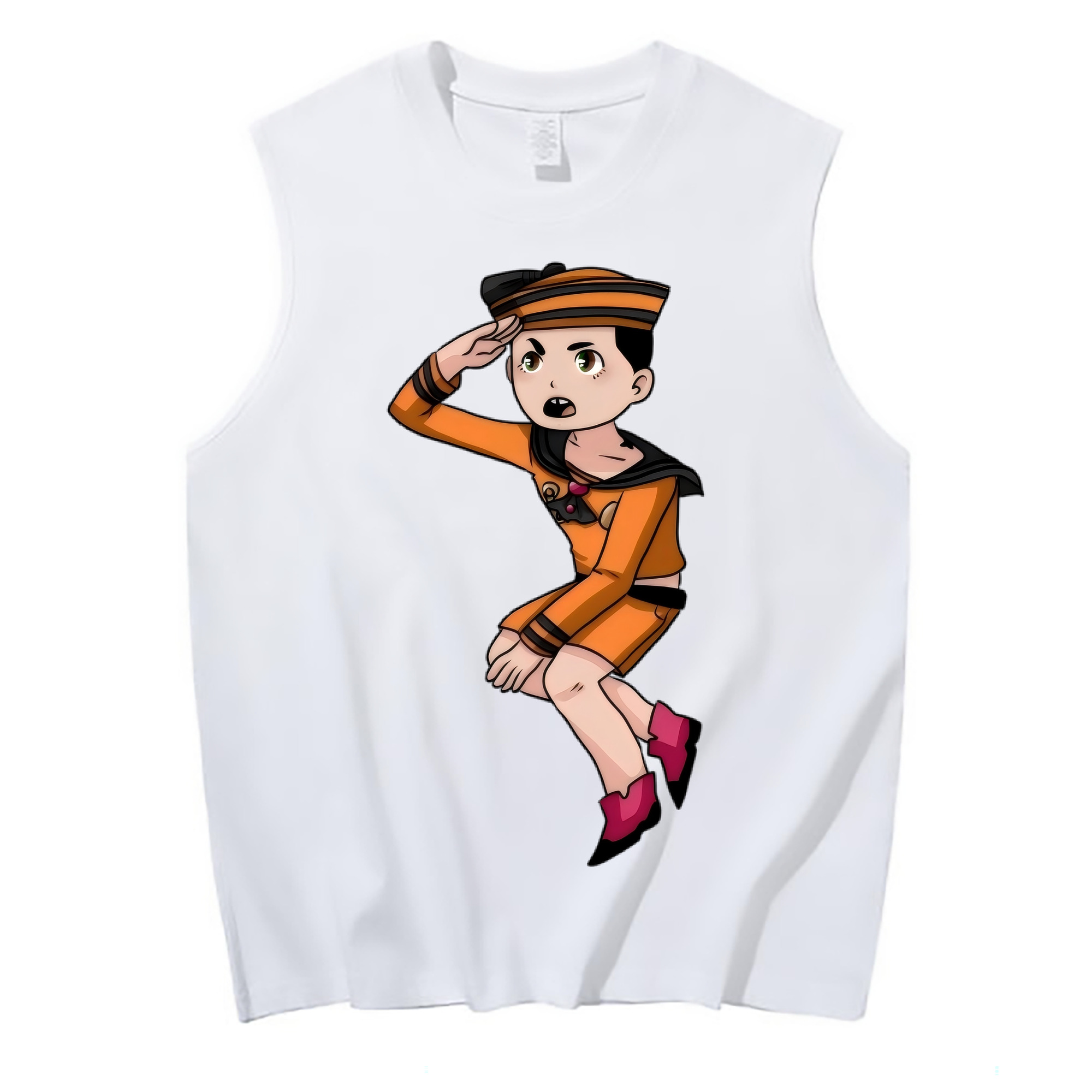（画像用） ジョジョの奇妙な冒険 東方定助 JoJo's Bizarre Adventure Higashikata Josuke コットン100％タンクトップ（フロントプリント）