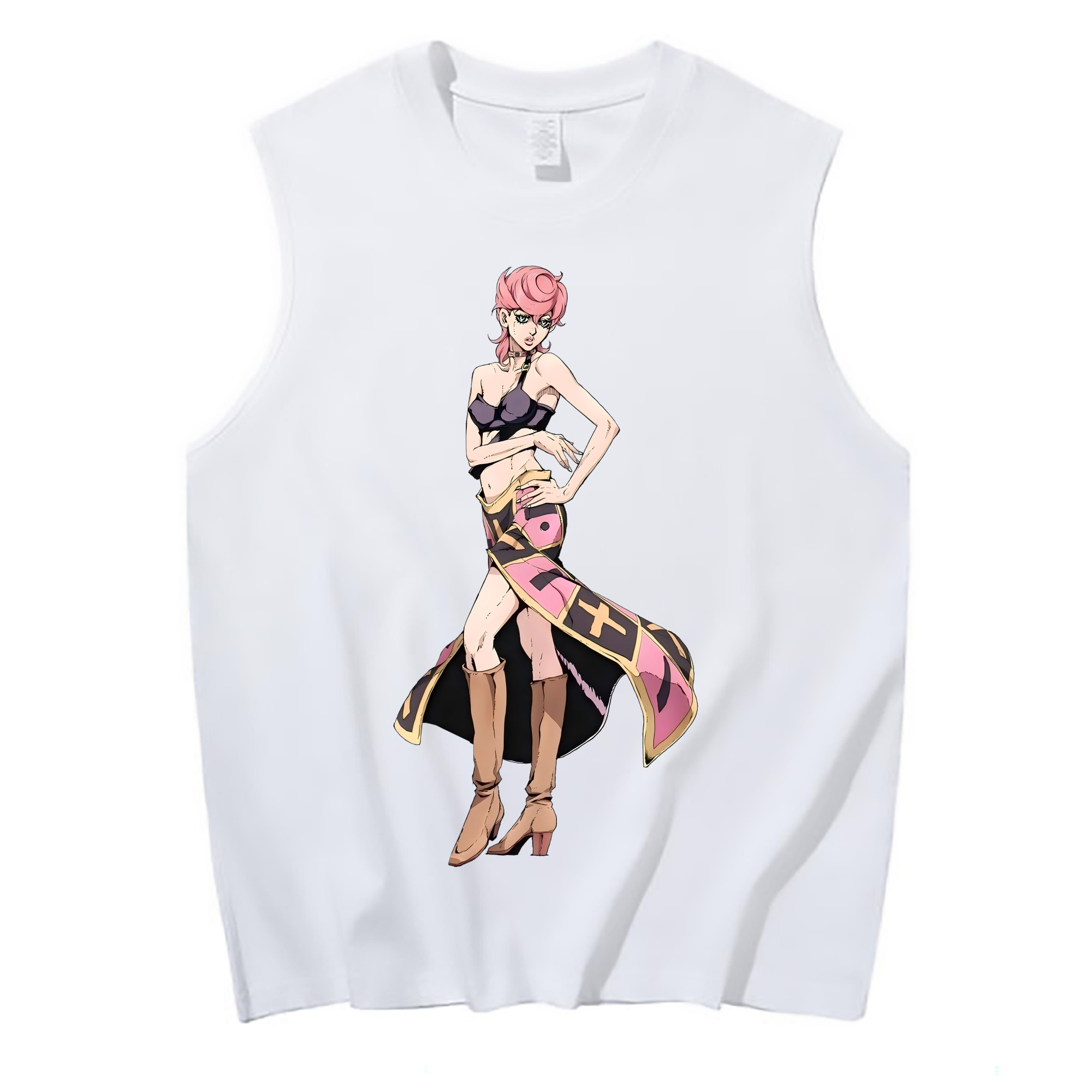 （画像用） ジョジョの奇妙な冒険 トリッシュ?ウナ JoJo's Bizarre Adventure Trish Una コットン100％タンクトップ（フロントプリント）