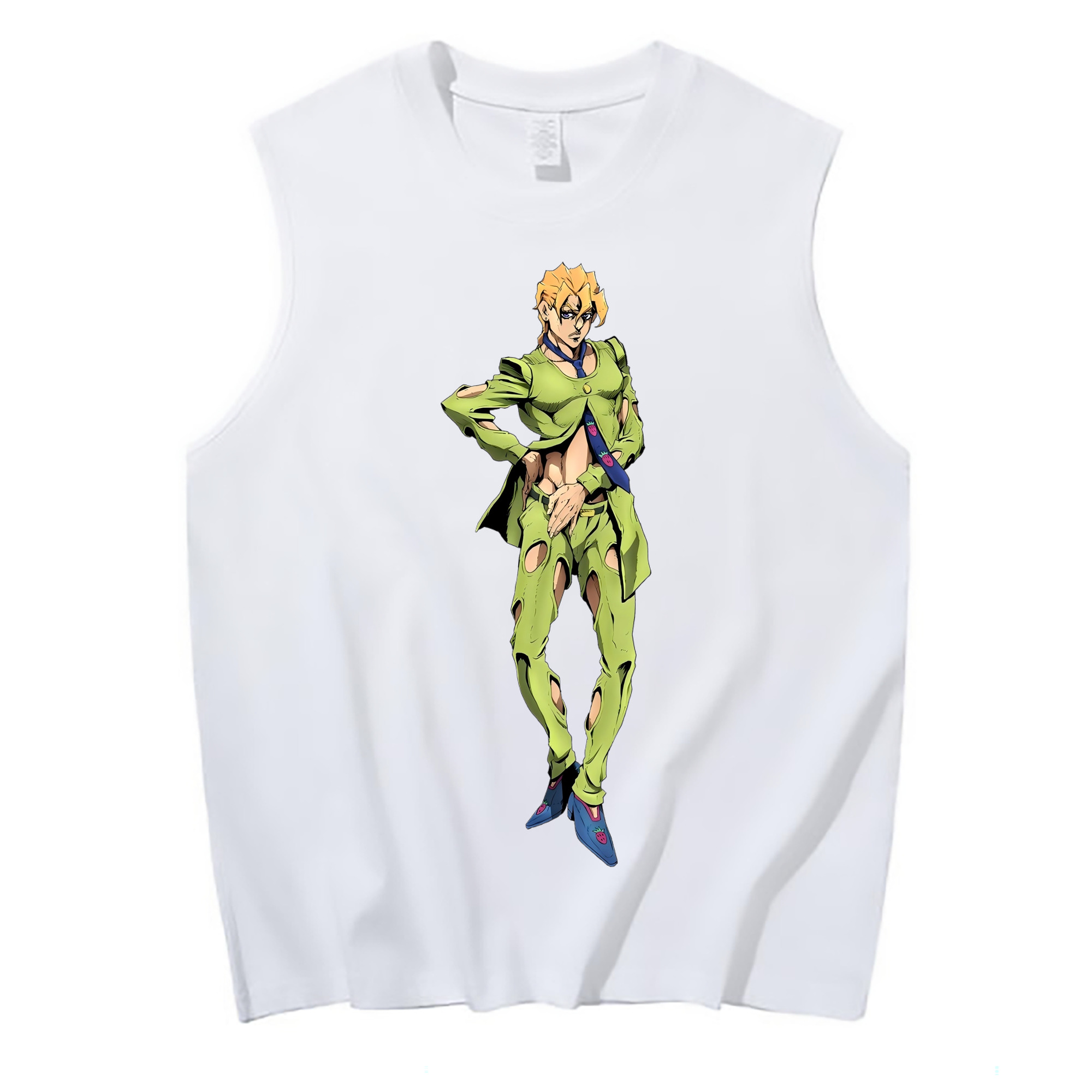 （画像用） ジョジョの奇妙な冒険 パンナコッタ?フー JoJo's Bizarre Adventure Pannacotta Fugo コットン100％タンクトップ（フロントプリント）