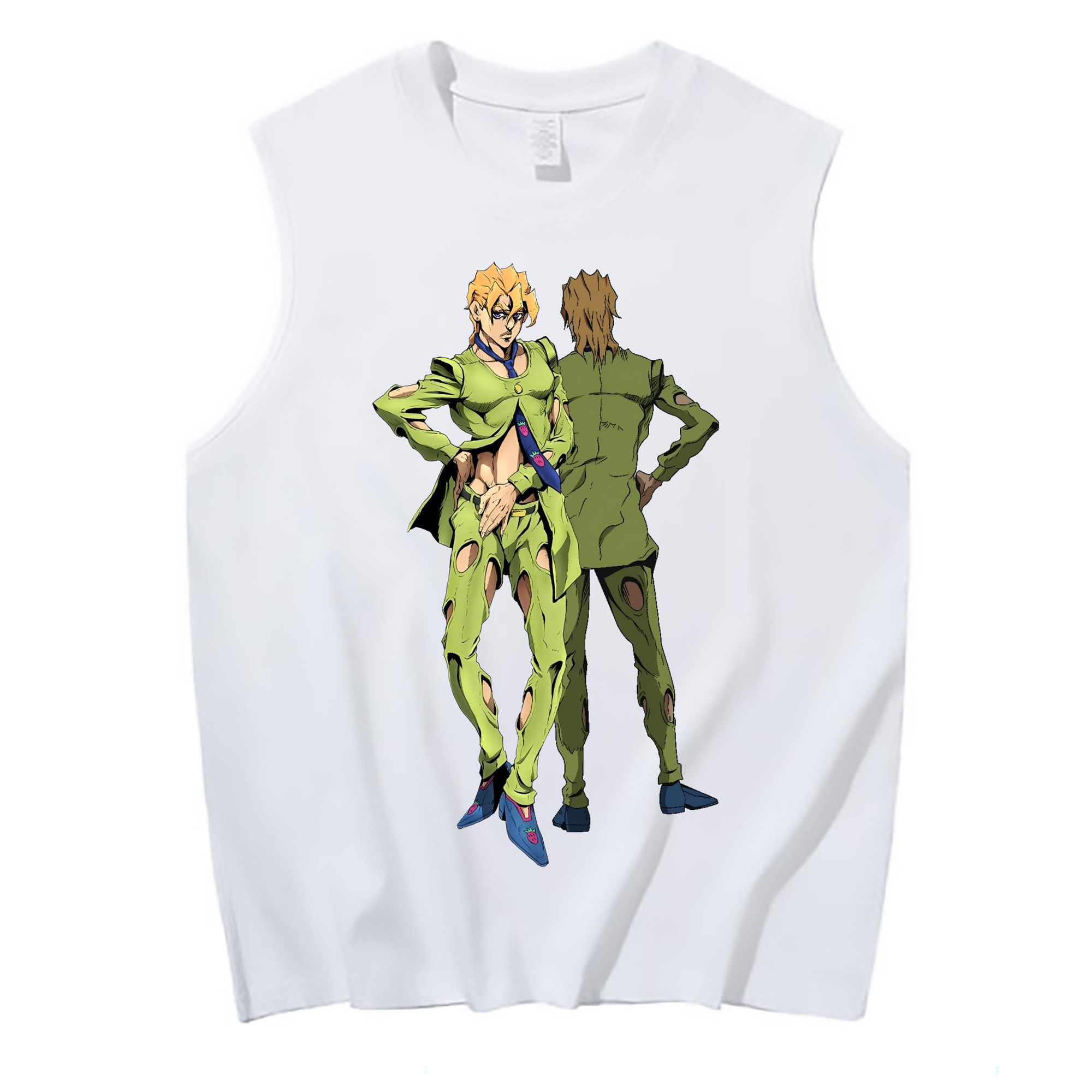（画像用） ジョジョの奇妙な冒険 パンナコッタ?フー JoJo's Bizarre Adventure Pannacotta Fugo コットン100％タンクトップ（フロントプリント）