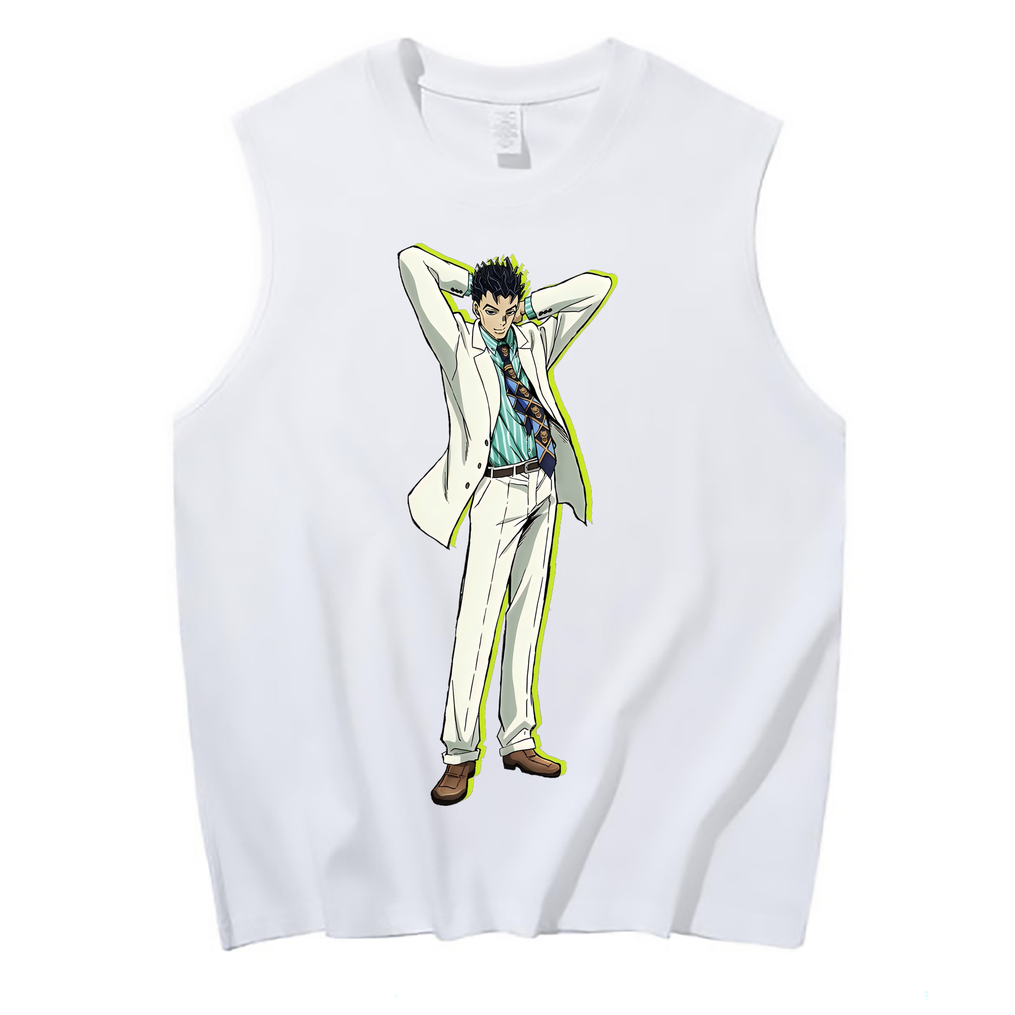（画像用） ジョジョの奇妙な冒険 きら よしかげ JoJo's Bizarre Adventure Kira Yoshikage コットン100％タンクトップ（フロントプリント）