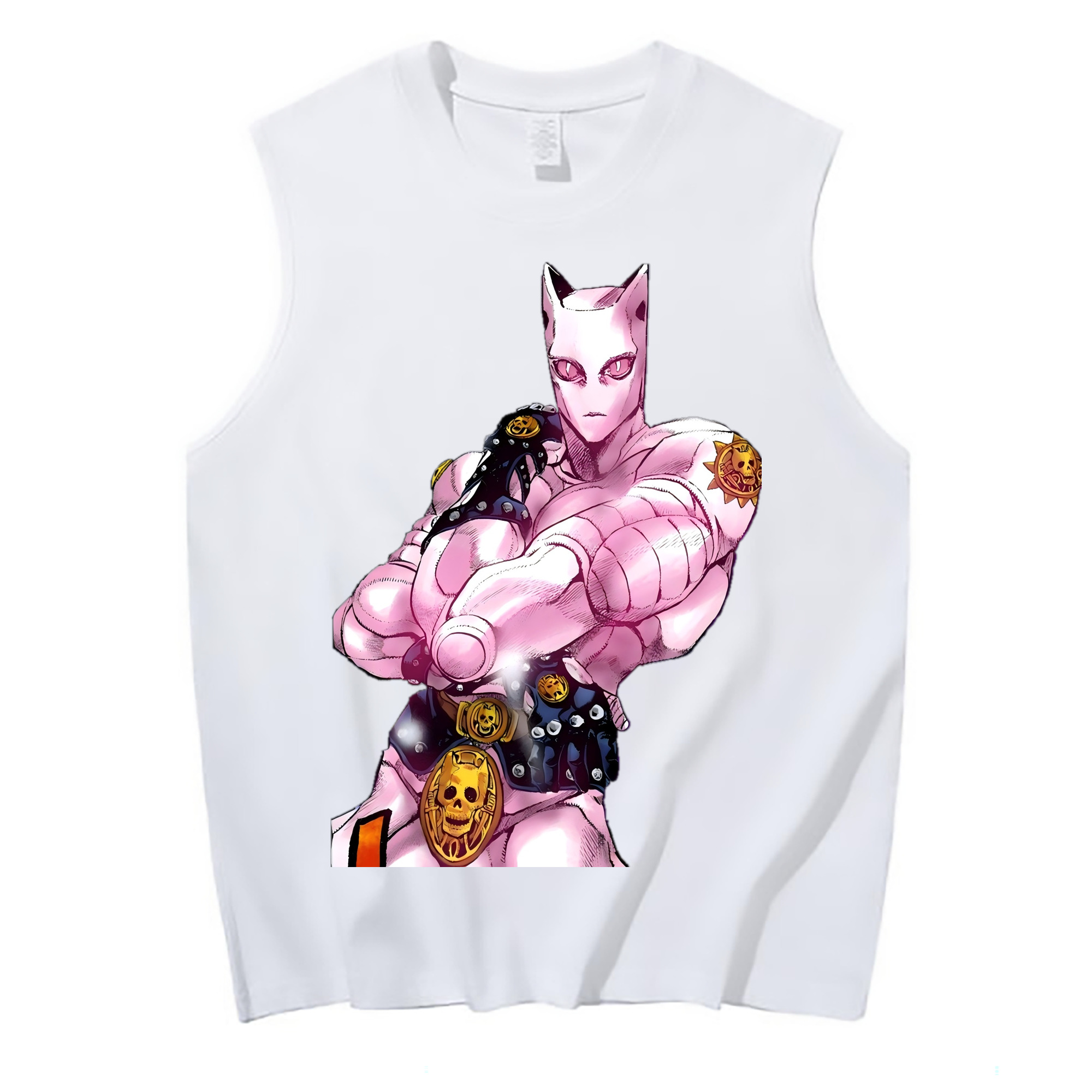 （画像用） ジョジョの奇妙な冒険 きら よしかげ JoJo's Bizarre Adventure Kira Yoshikage コットン100％タンクトップ（フロントプリント）