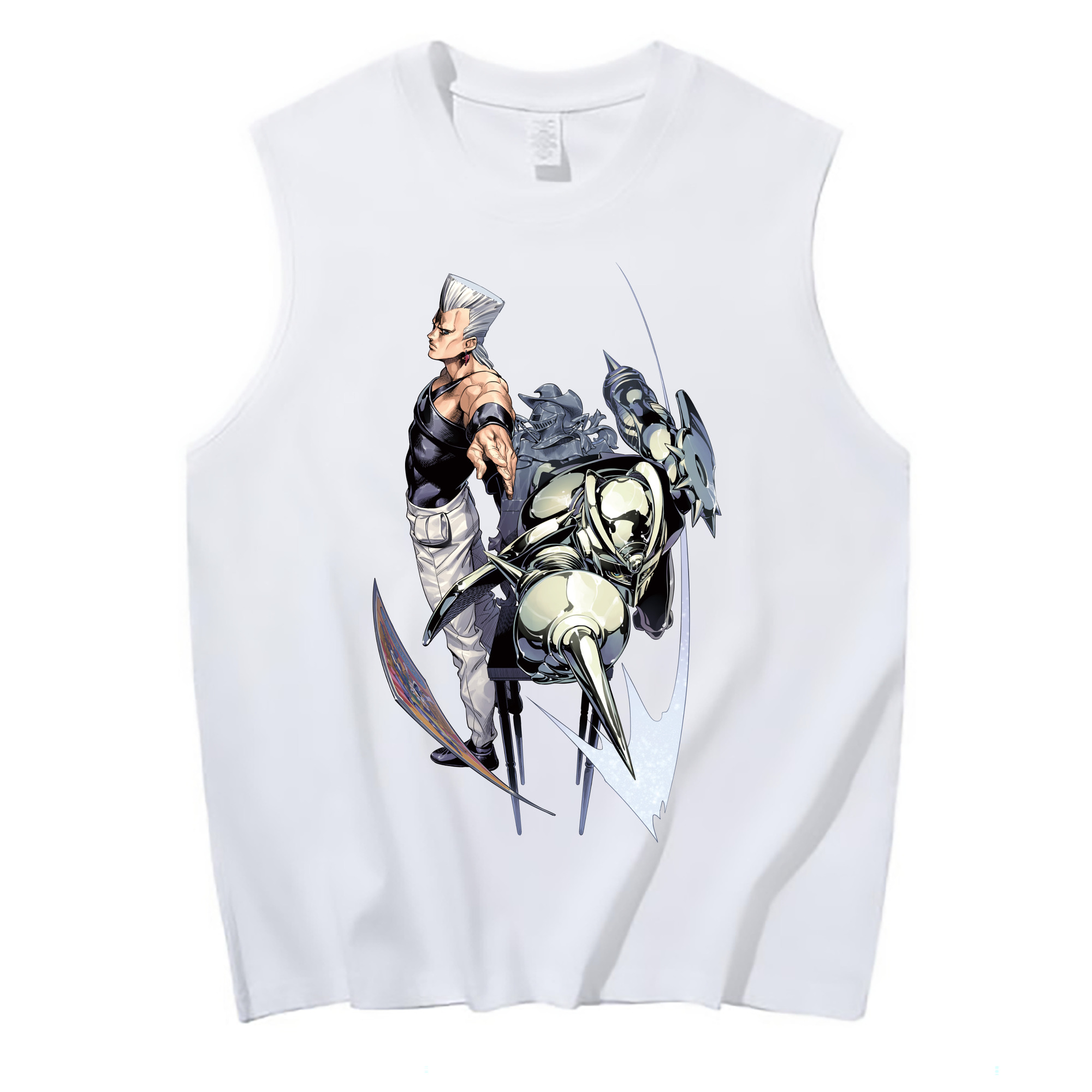 （画像用） ジョジョの奇妙な冒険 ジャン＝ピエール?ポルナレフ JoJo's Bizarre Adventure Jan Pierre Polnareff コットン100％タンクトップ（フロントプリント）