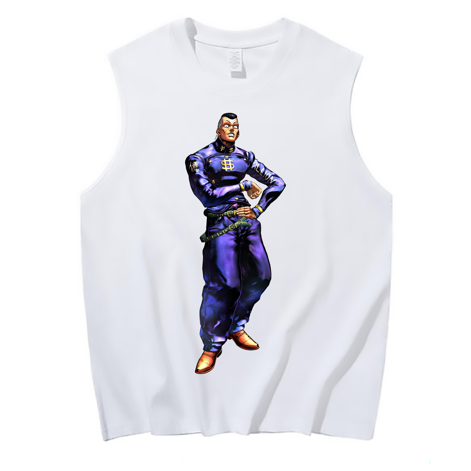 （画像用） ジョジョの奇妙な冒険 虹村億泰 にじむら おくやす JoJo's Bizarre Adventure Nijimura Okuyasu コットン100％タンクトップ（フロントプリント）