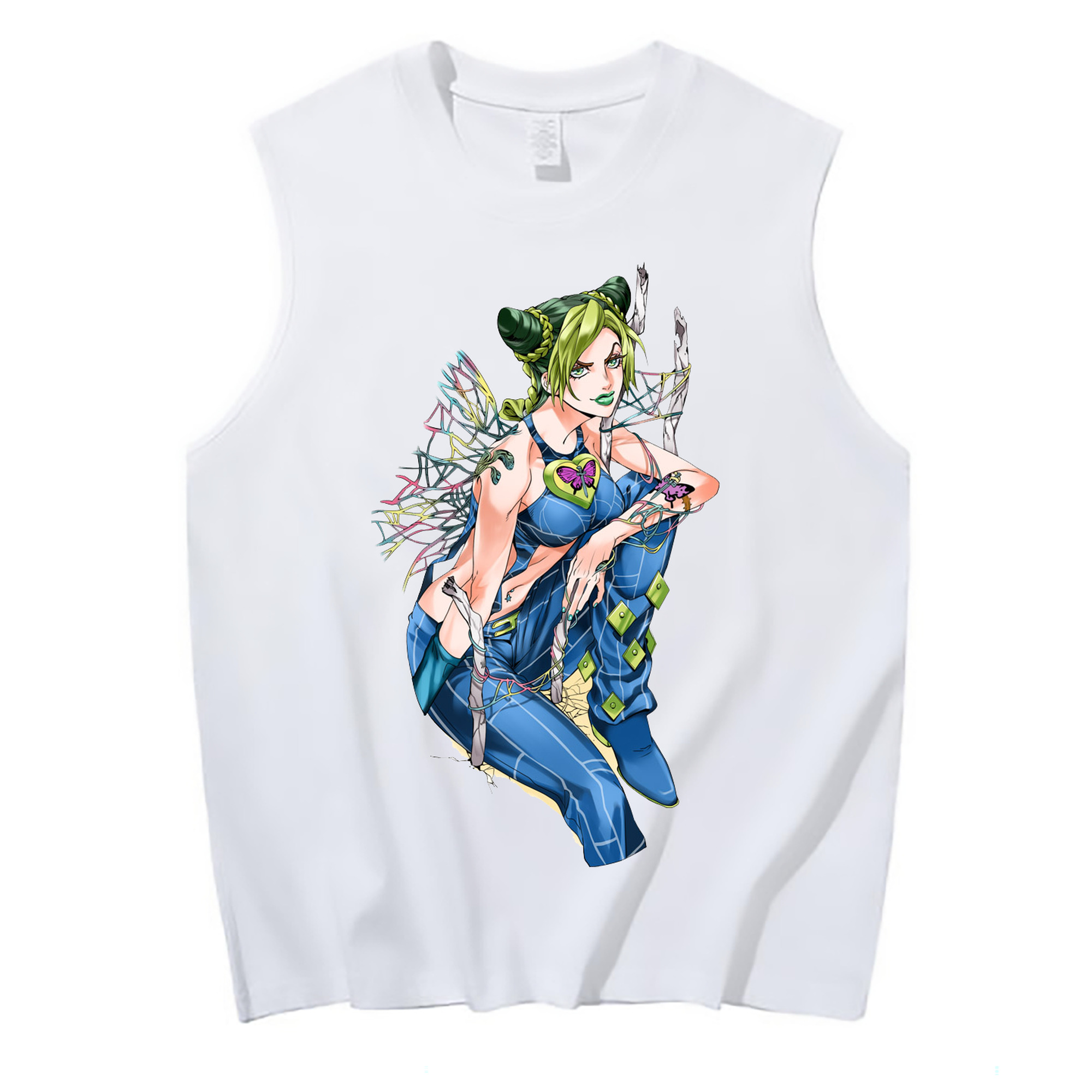 （画像用） "ジョジョの奇妙な冒険 くうじょう ジョリーン JoJo's Bizarre Adventure Jolyne Cujoh " コットン100％タンクトップ（フロントプリント）
