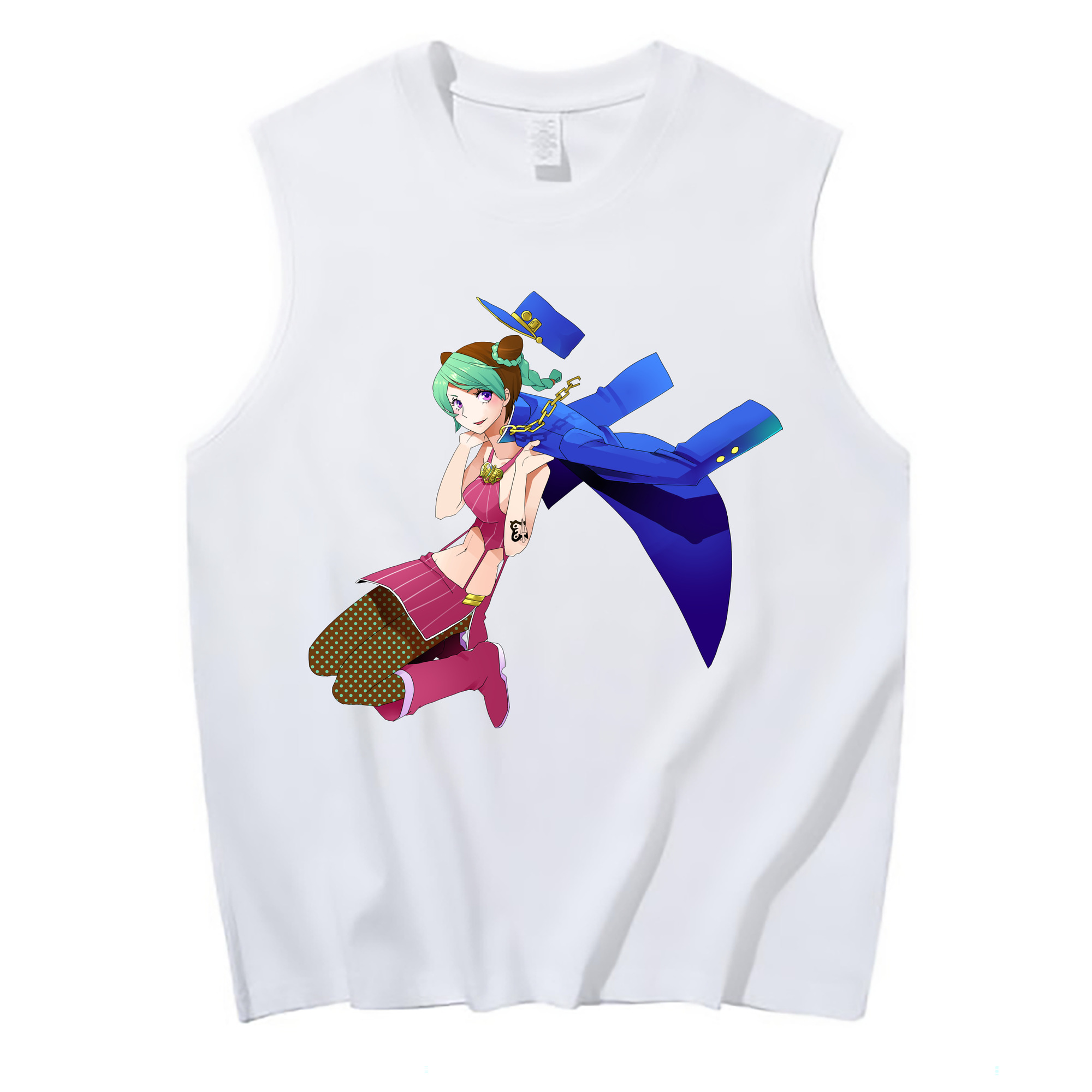 （画像用） "ジョジョの奇妙な冒険 くうじょう ジョリーン JoJo's Bizarre Adventure Jolyne Cujoh " コットン100％タンクトップ（フロントプリント）