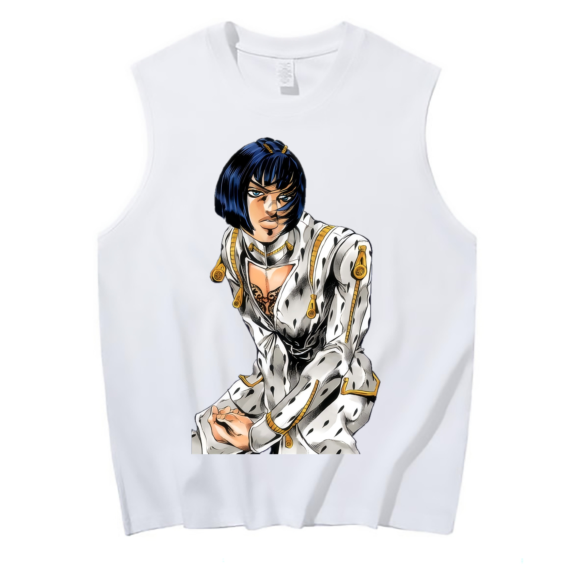（画像用） ジョジョの奇妙な冒険 ブローノ?ブチャラティ JoJo's Bizarre Adventure Bruno Bucciarati コットン100％タンクトップ（フロントプリント）