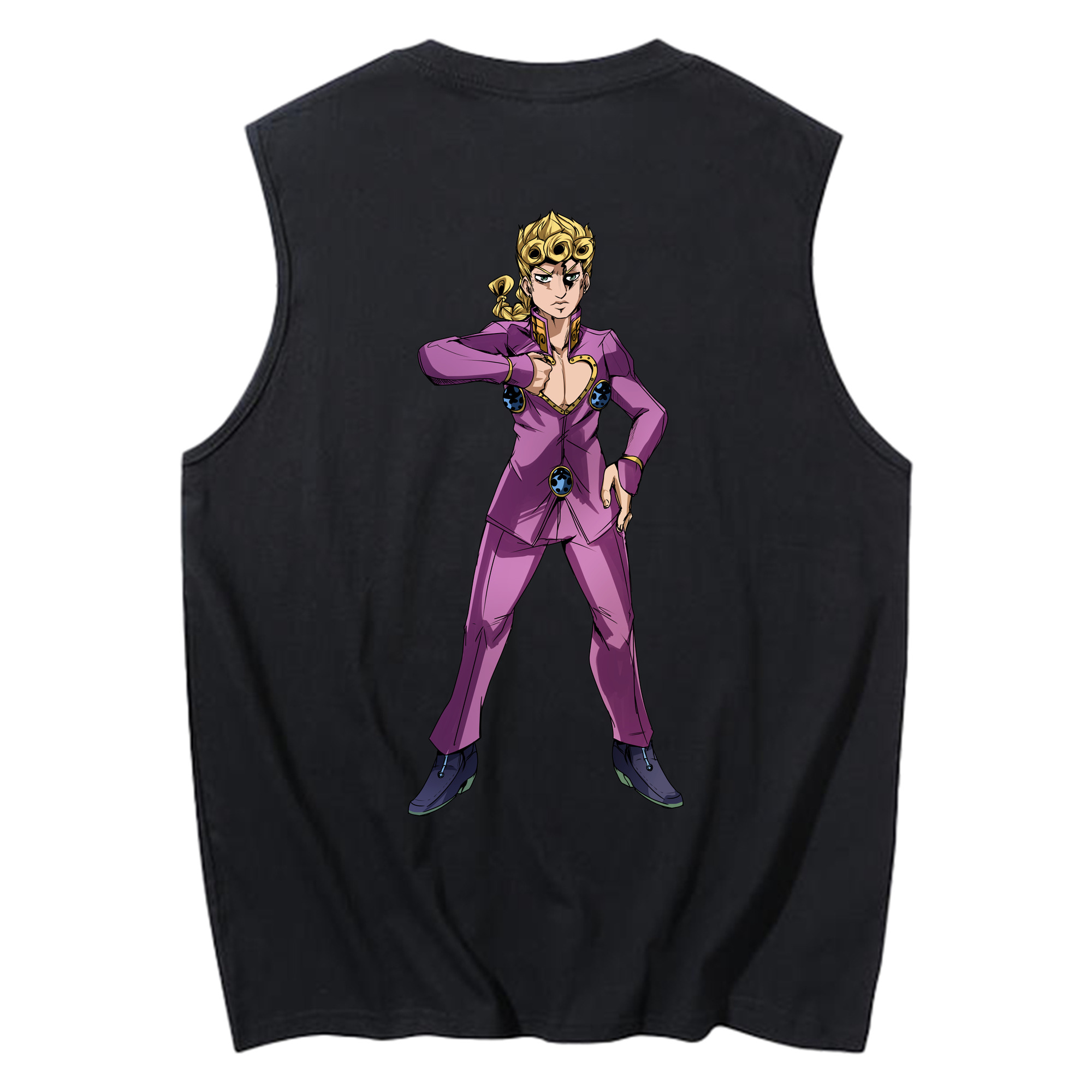 （画像用） ジョジョの奇妙な冒険 ジョルノ?ジョバァーナ JoJo's Bizarre Adventure Giorno Giovanna コットン100％タンクトップ（背面プリント）