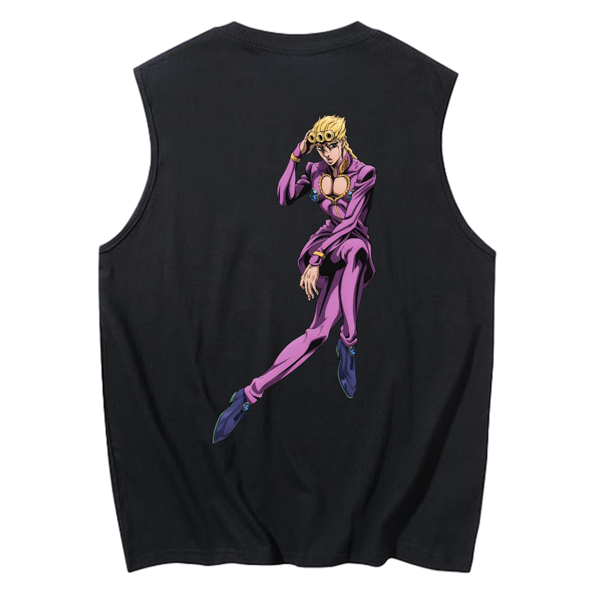 （画像用） ジョジョの奇妙な冒険 ジョルノ?ジョバァーナ JoJo's Bizarre Adventure Giorno Giovanna コットン100％タンクトップ（背面プリント）