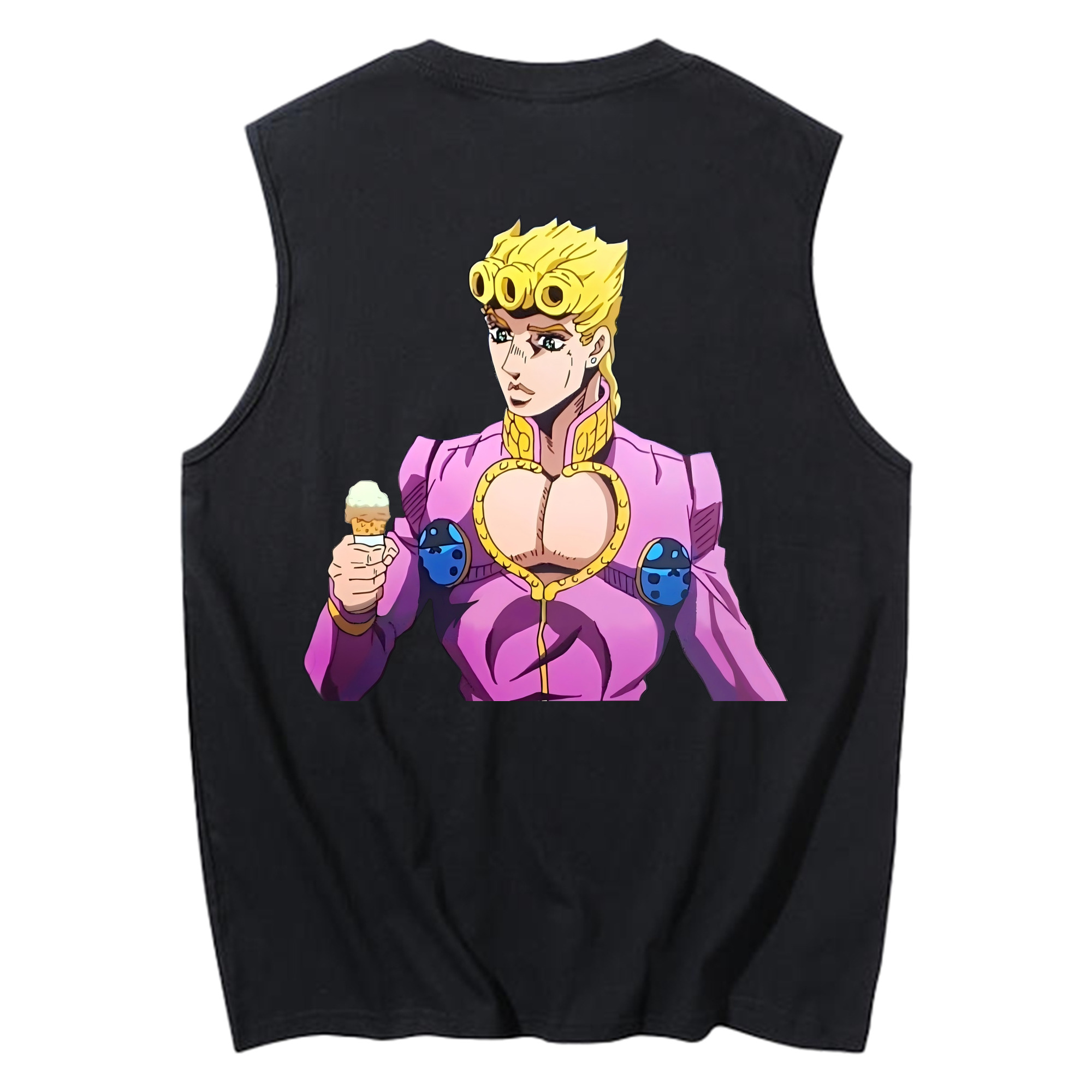 （画像用） ジョジョの奇妙な冒険 ジョルノ?ジョバァーナ JoJo's Bizarre Adventure Giorno Giovanna コットン100％タンクトップ（背面プリント）