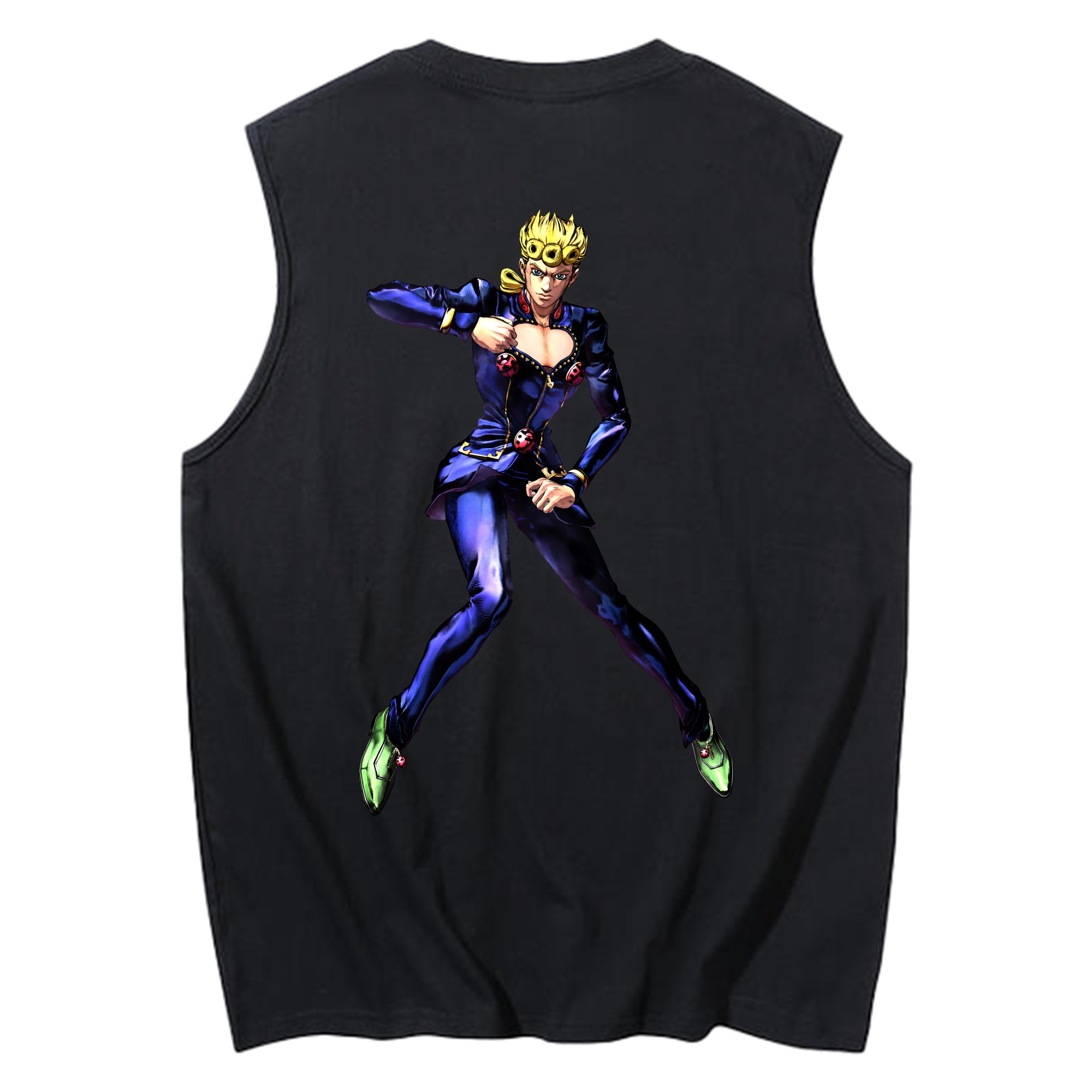 （画像用） ジョジョの奇妙な冒険 ジョルノ?ジョバァーナ JoJo's Bizarre Adventure Giorno Giovanna コットン100％タンクトップ（背面プリント）