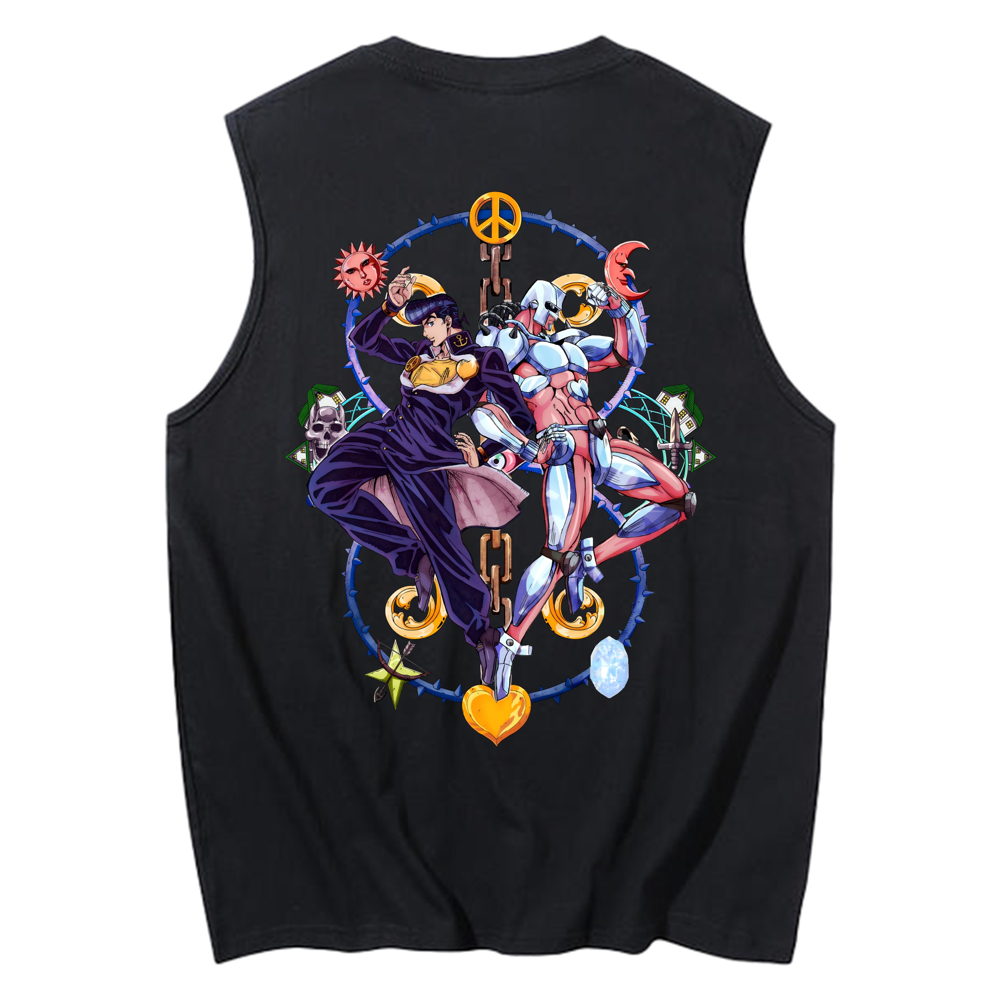 （画像用） ジョジョの奇妙な冒険 ひがしかた じょうすけ JoJo's Bizarre Adventure Higashikata Josuke コットン100％タンクトップ（背面プリント）