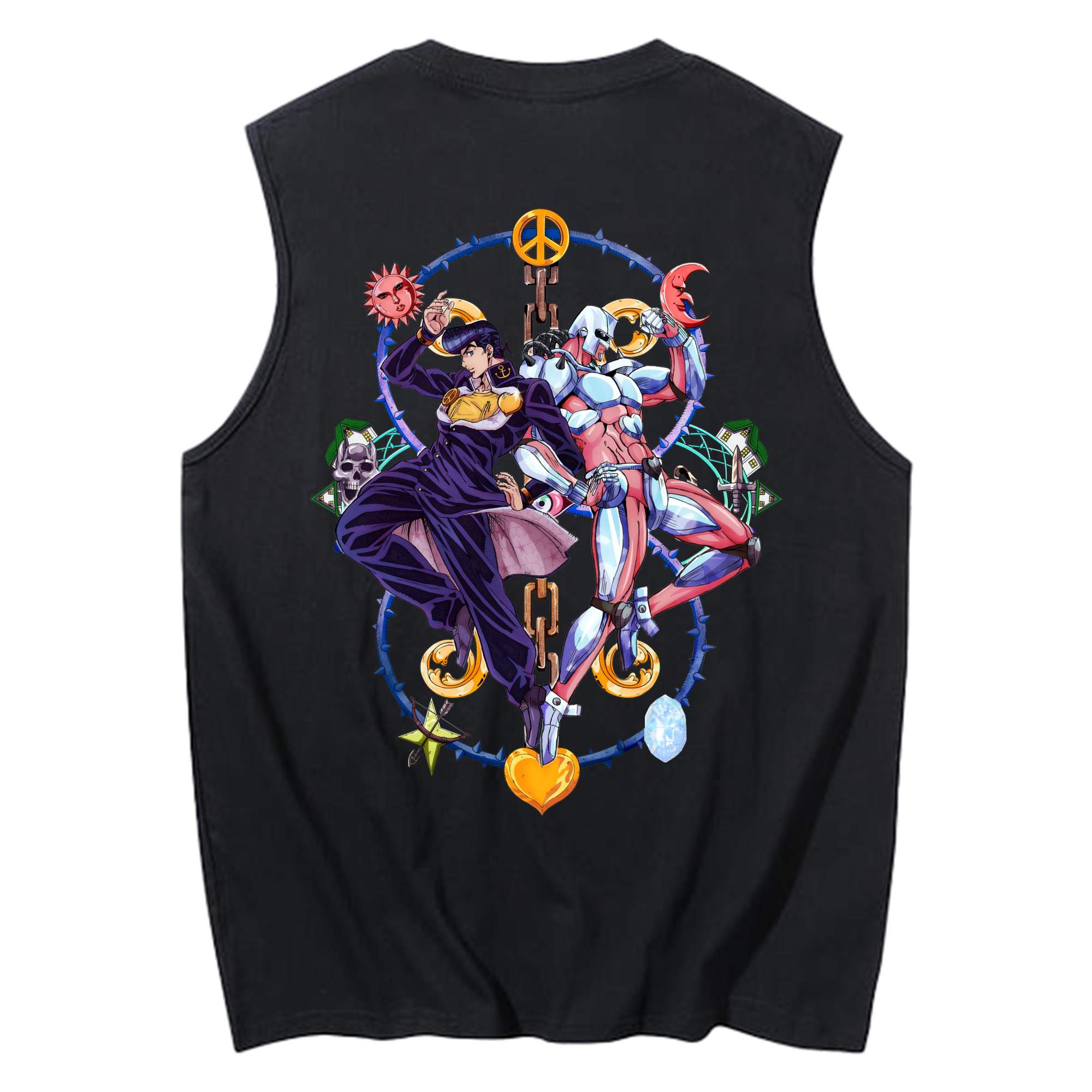 （画像用） ジョジョの奇妙な冒険 ひがしかた じょうすけ JoJo's Bizarre Adventure Higashikata Josuke コットン100％タンクトップ（背面プリント）
