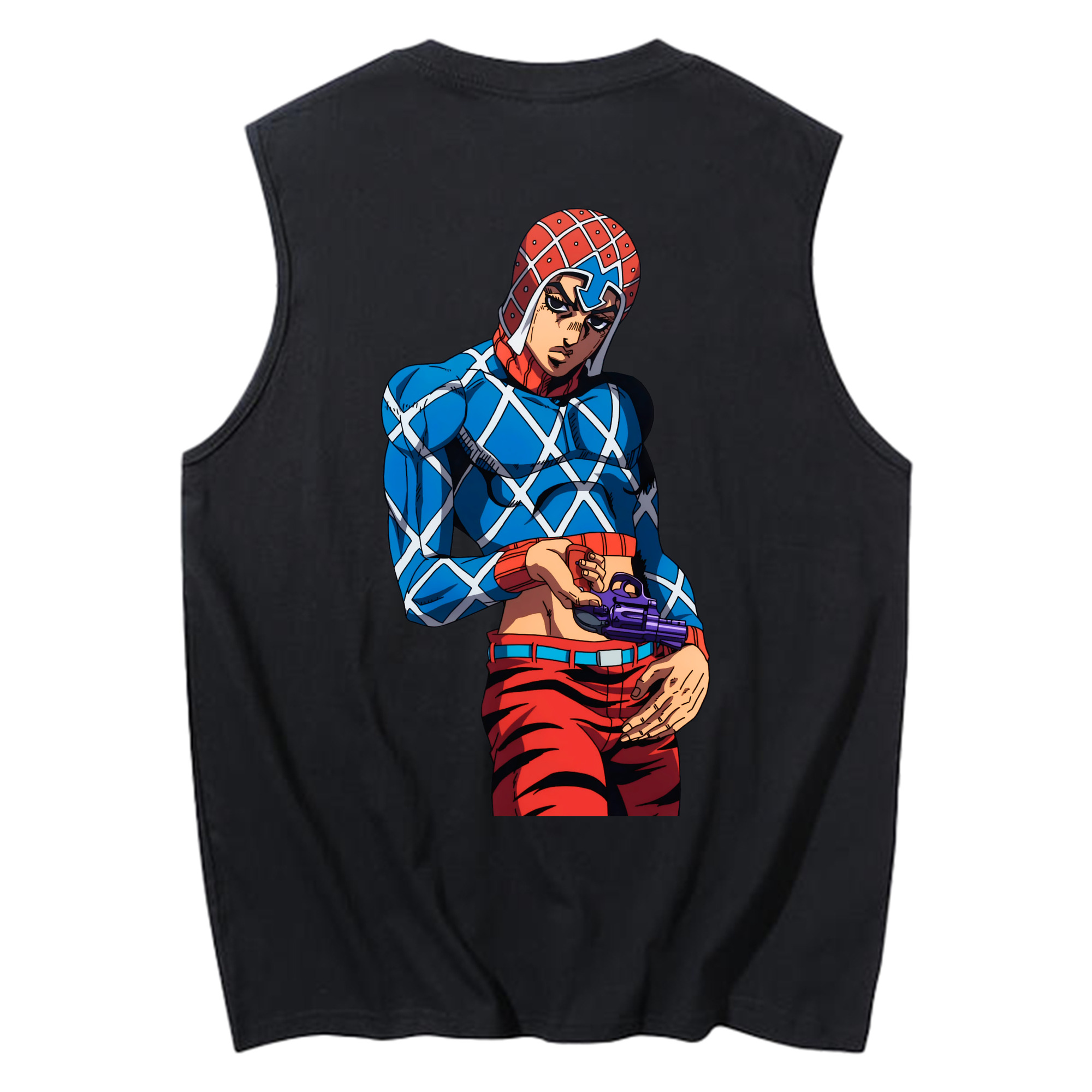 （画像用） ジョジョの奇妙な冒険 グイード?ミスタ JoJo's Bizarre Adventure Guido Mista コットン100％タンクトップ（背面プリント）