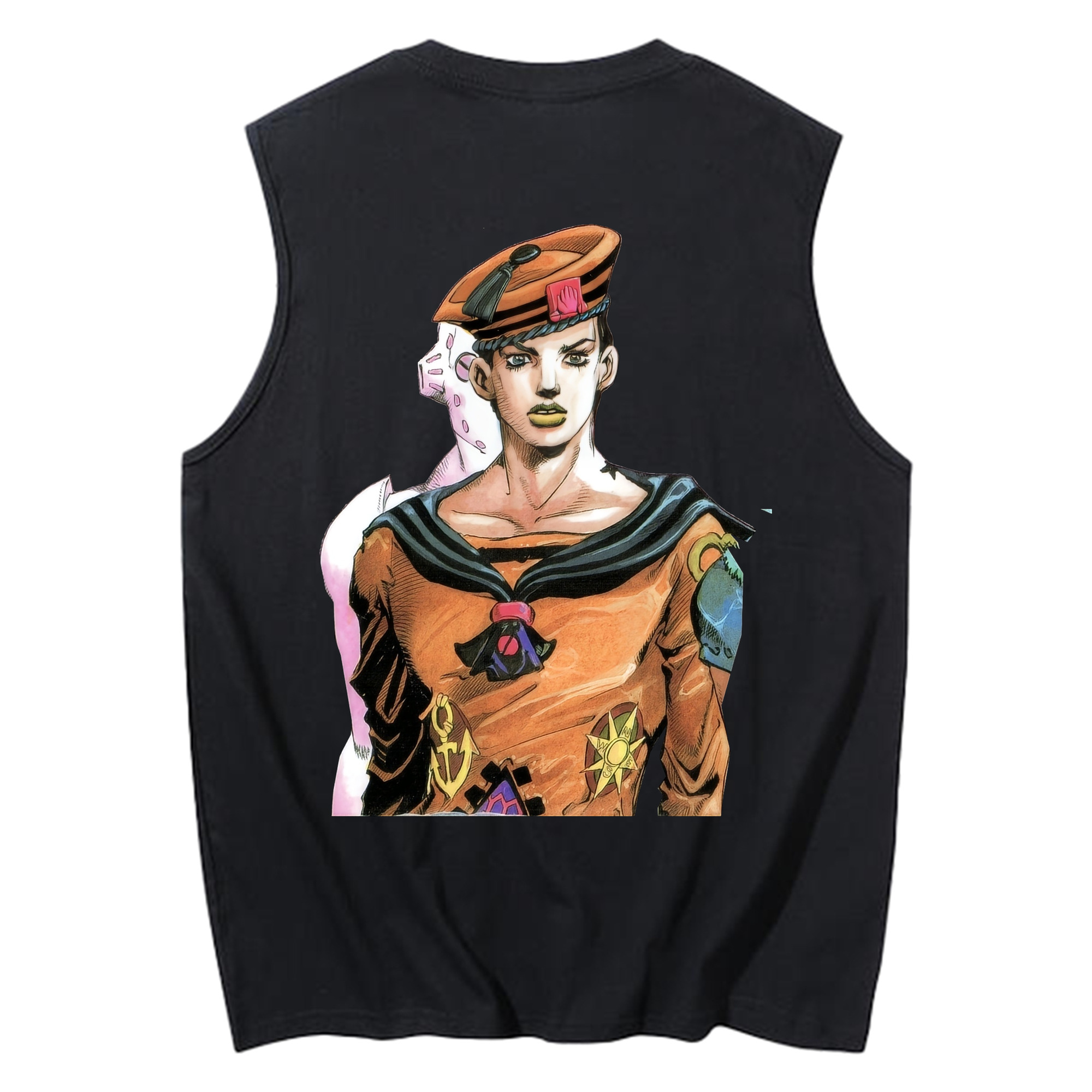 （画像用） ジョジョの奇妙な冒険 東方定助 JoJo's Bizarre Adventure Higashikata Josuke コットン100％タンクトップ（背面プリント）