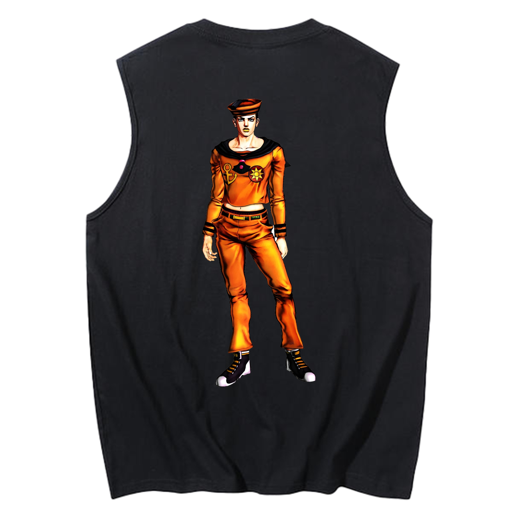 （画像用） ジョジョの奇妙な冒険 東方定助 JoJo's Bizarre Adventure Higashikata Josuke コットン100％タンクトップ（背面プリント）