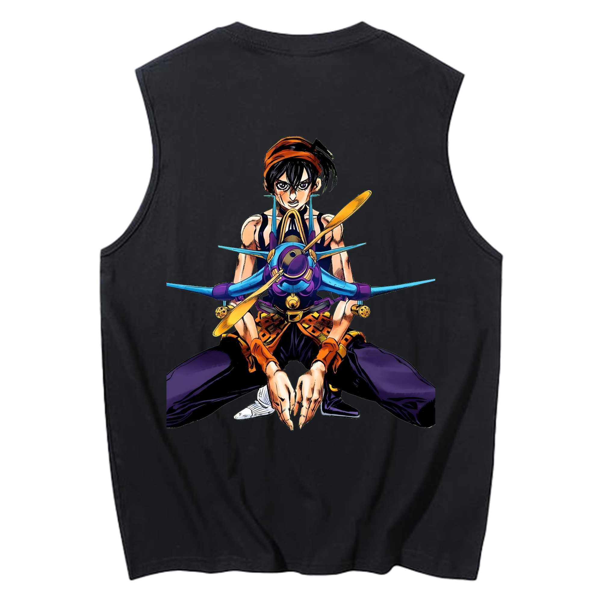 （画像用） ジョジョの奇妙な冒険 ナランチャ?ギルガ JoJo's Bizarre Adventure Narancia Ghirga コットン100％タンクトップ（背面プリント）