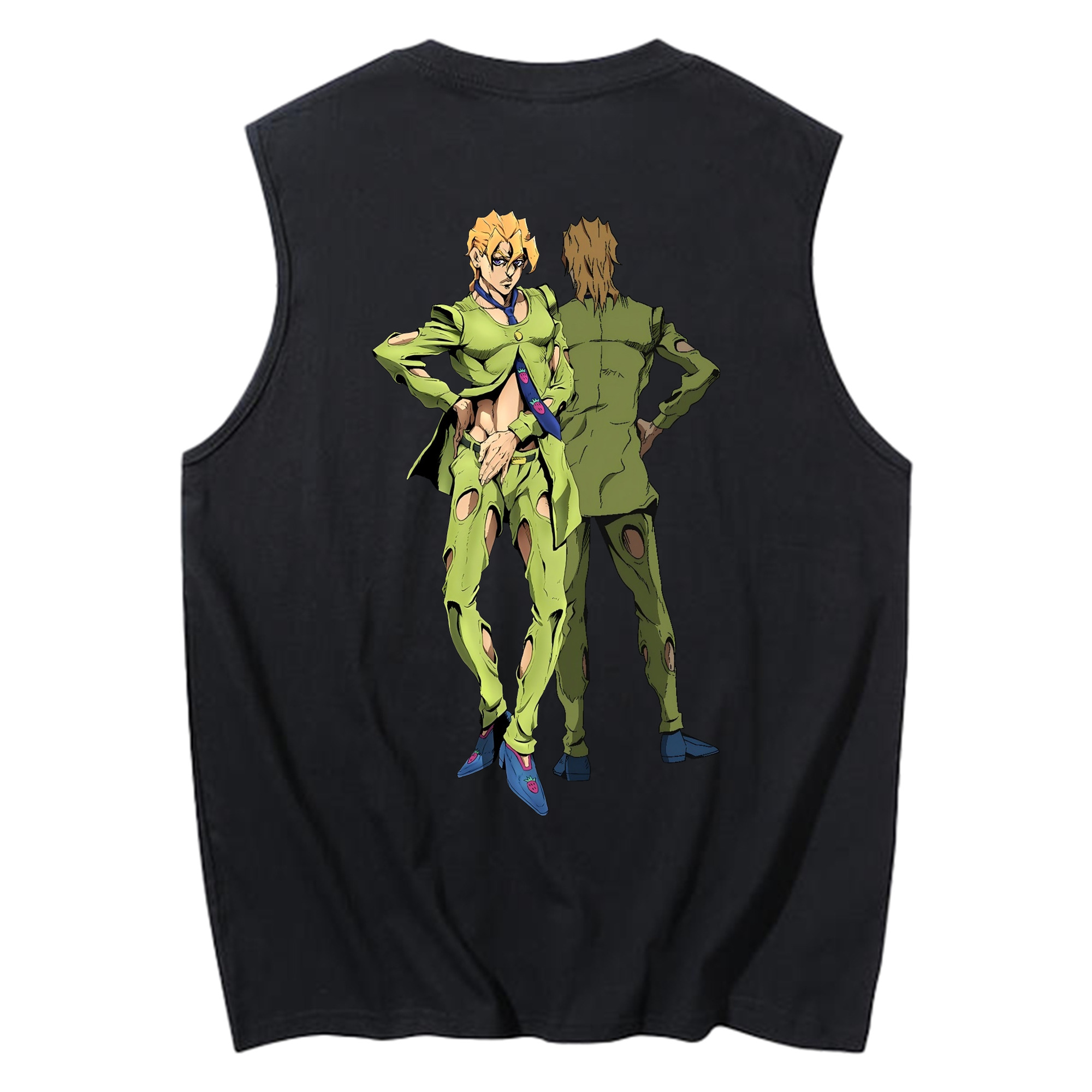 （画像用） ジョジョの奇妙な冒険 パンナコッタ?フー JoJo's Bizarre Adventure Pannacotta Fugo コットン100％タンクトップ（背面プリント）