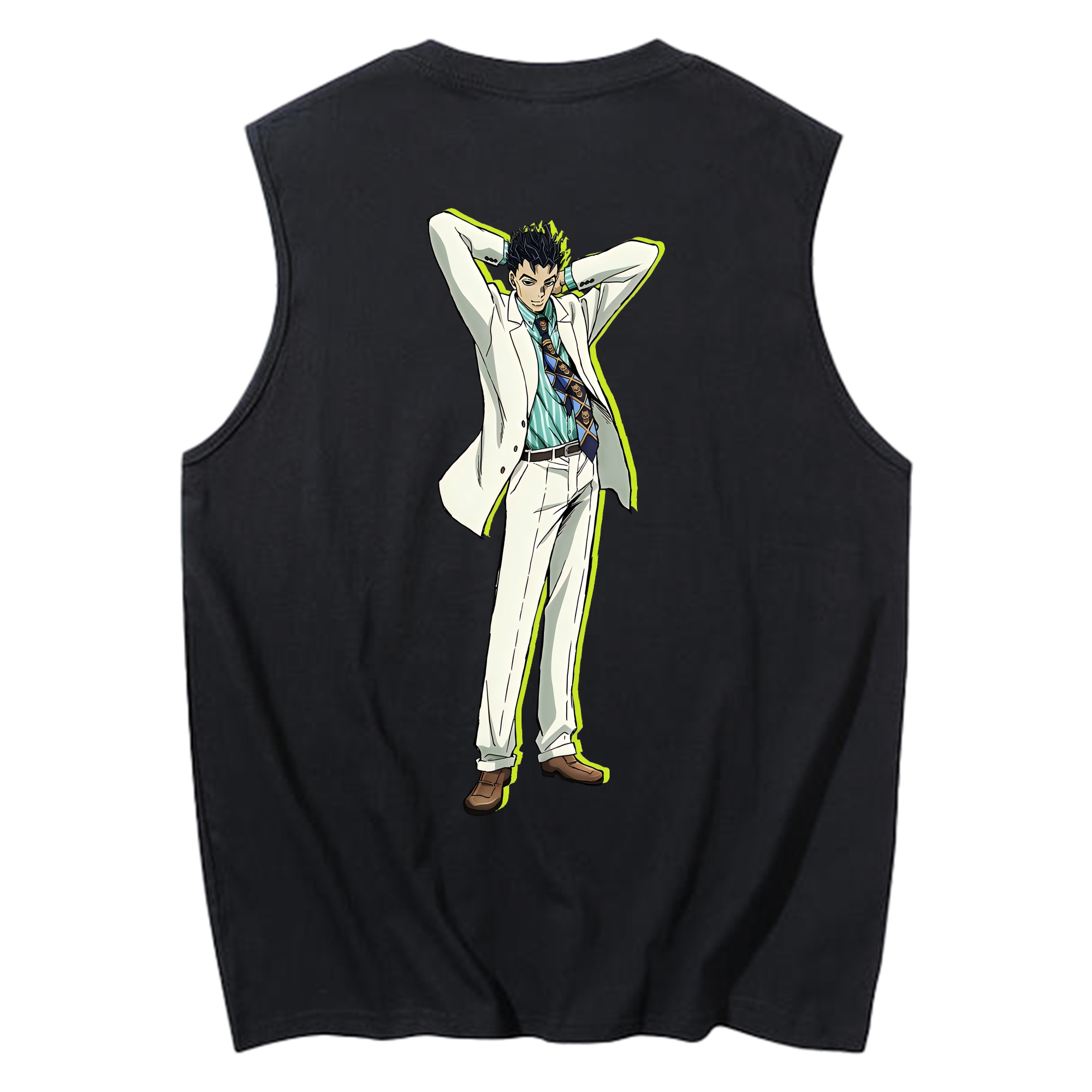 （画像用） ジョジョの奇妙な冒険 きら よしかげ JoJo's Bizarre Adventure Kira Yoshikage コットン100％タンクトップ（背面プリント）