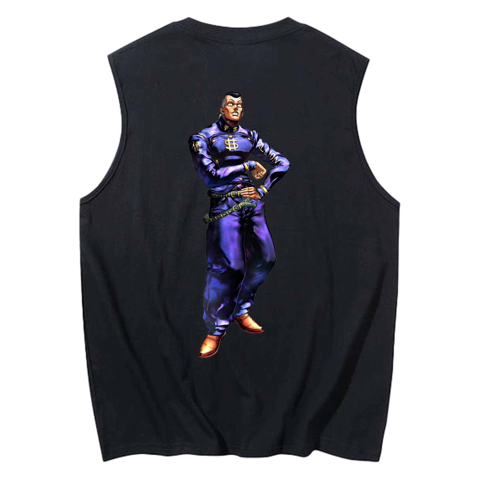 （画像用） ジョジョの奇妙な冒険 虹村億泰 にじむら おくやす JoJo's Bizarre Adventure Nijimura Okuyasu コットン100％タンクトップ（背面プリント）