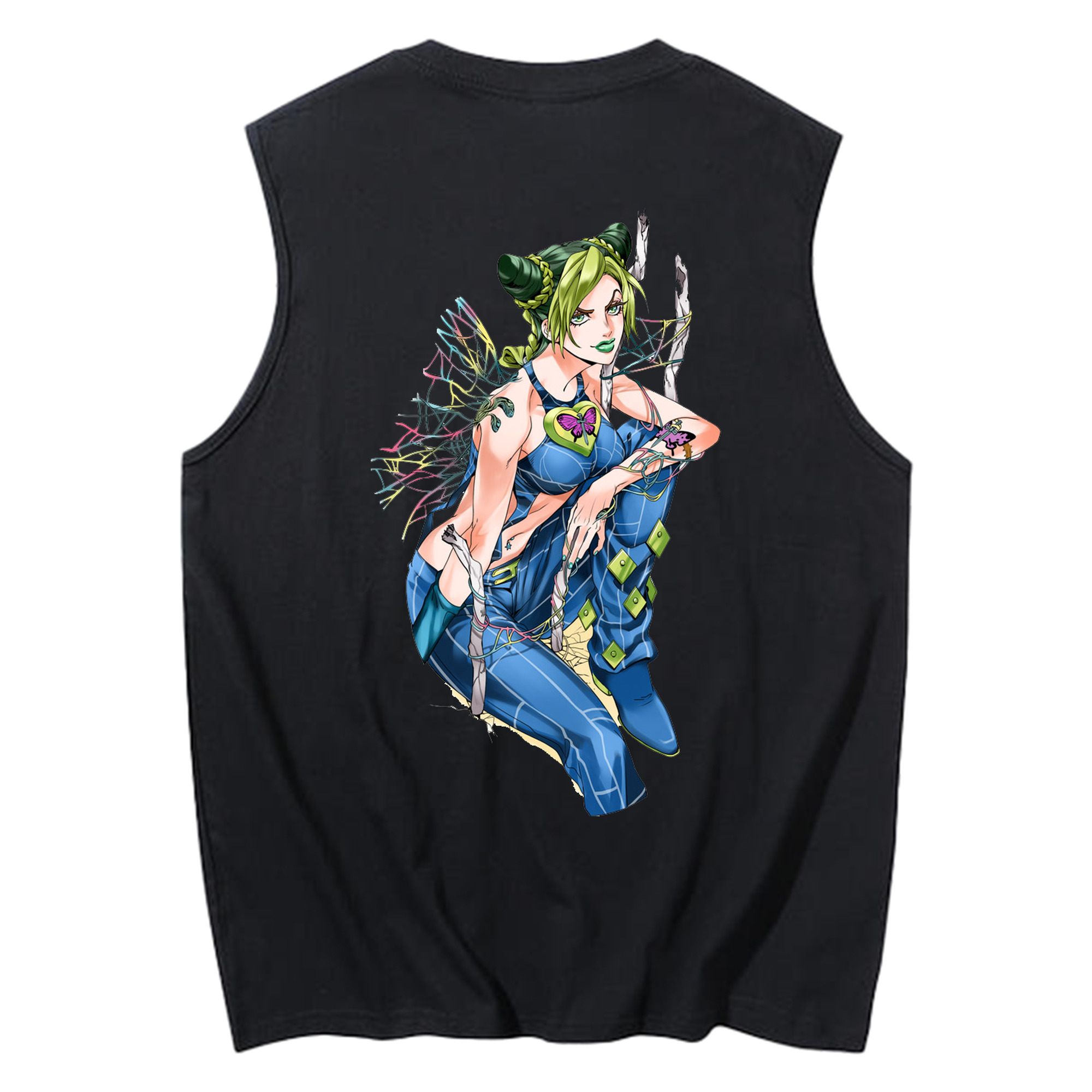 （画像用） "ジョジョの奇妙な冒険 くうじょう ジョリーン JoJo's Bizarre Adventure Jolyne Cujoh " コットン100％タンクトップ（背面プリント）