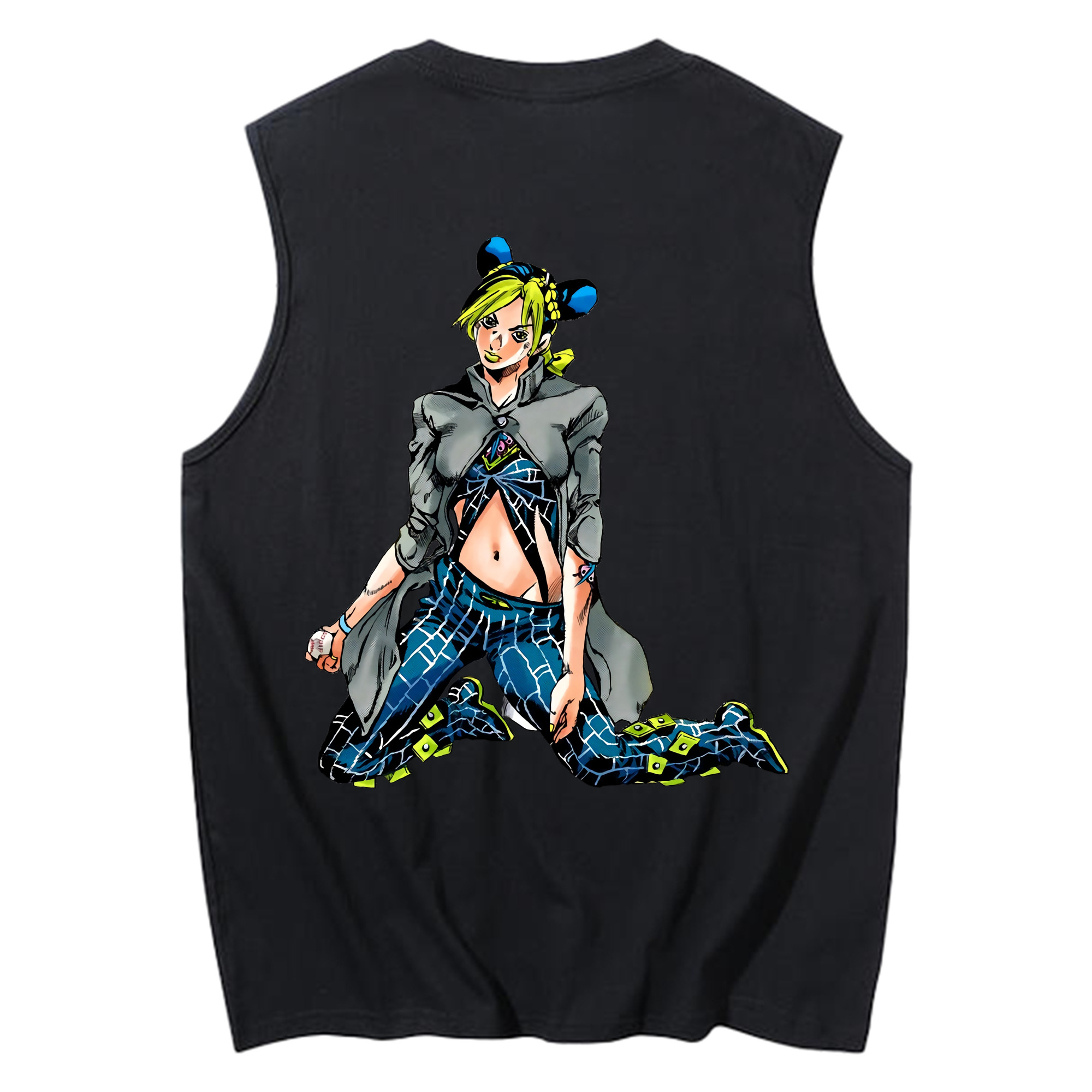 （画像用） "ジョジョの奇妙な冒険 くうじょう ジョリーン JoJo's Bizarre Adventure Jolyne Cujoh " コットン100％タンクトップ（背面プリント）