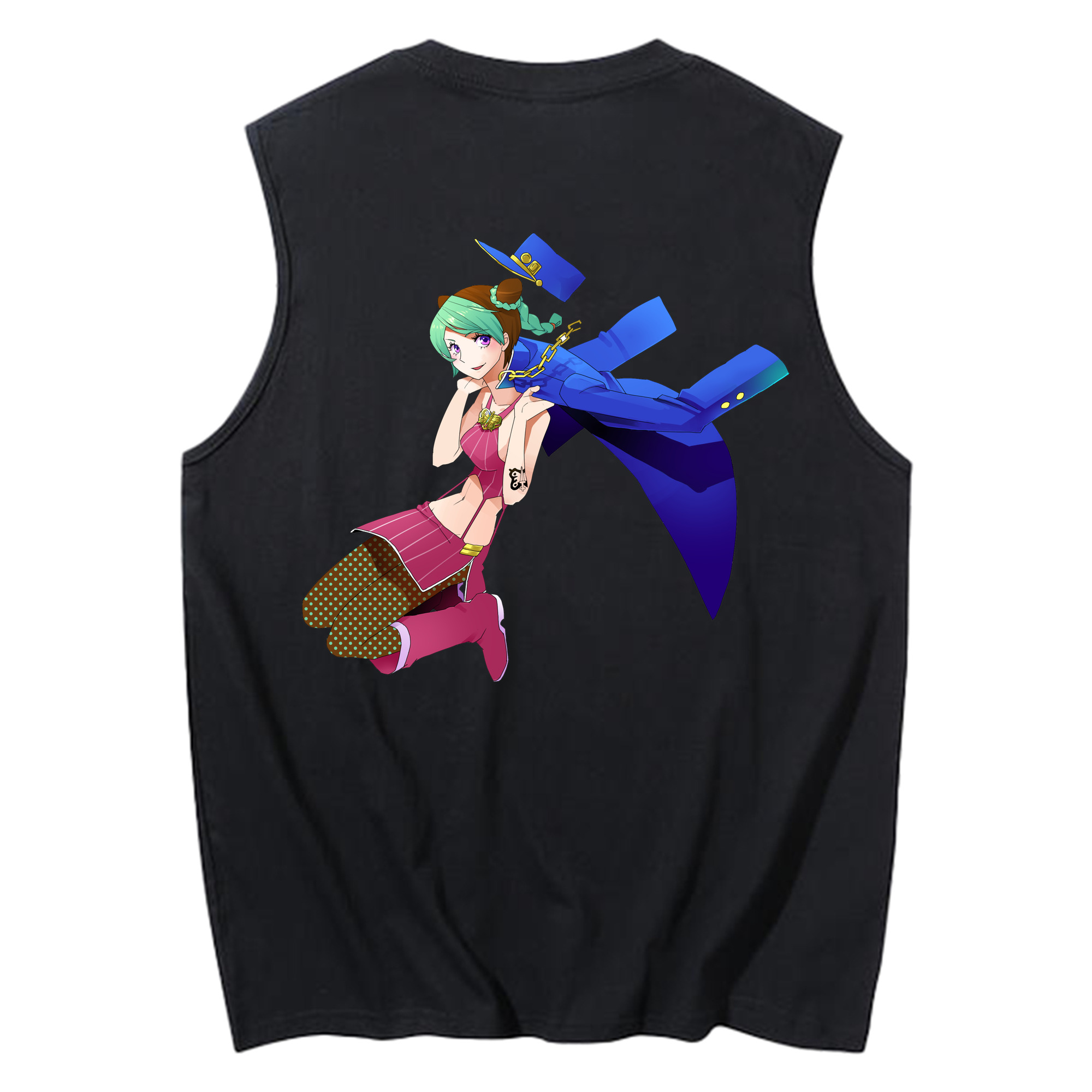 （画像用） "ジョジョの奇妙な冒険 くうじょう ジョリーン JoJo's Bizarre Adventure Jolyne Cujoh " コットン100％タンクトップ（背面プリント）
