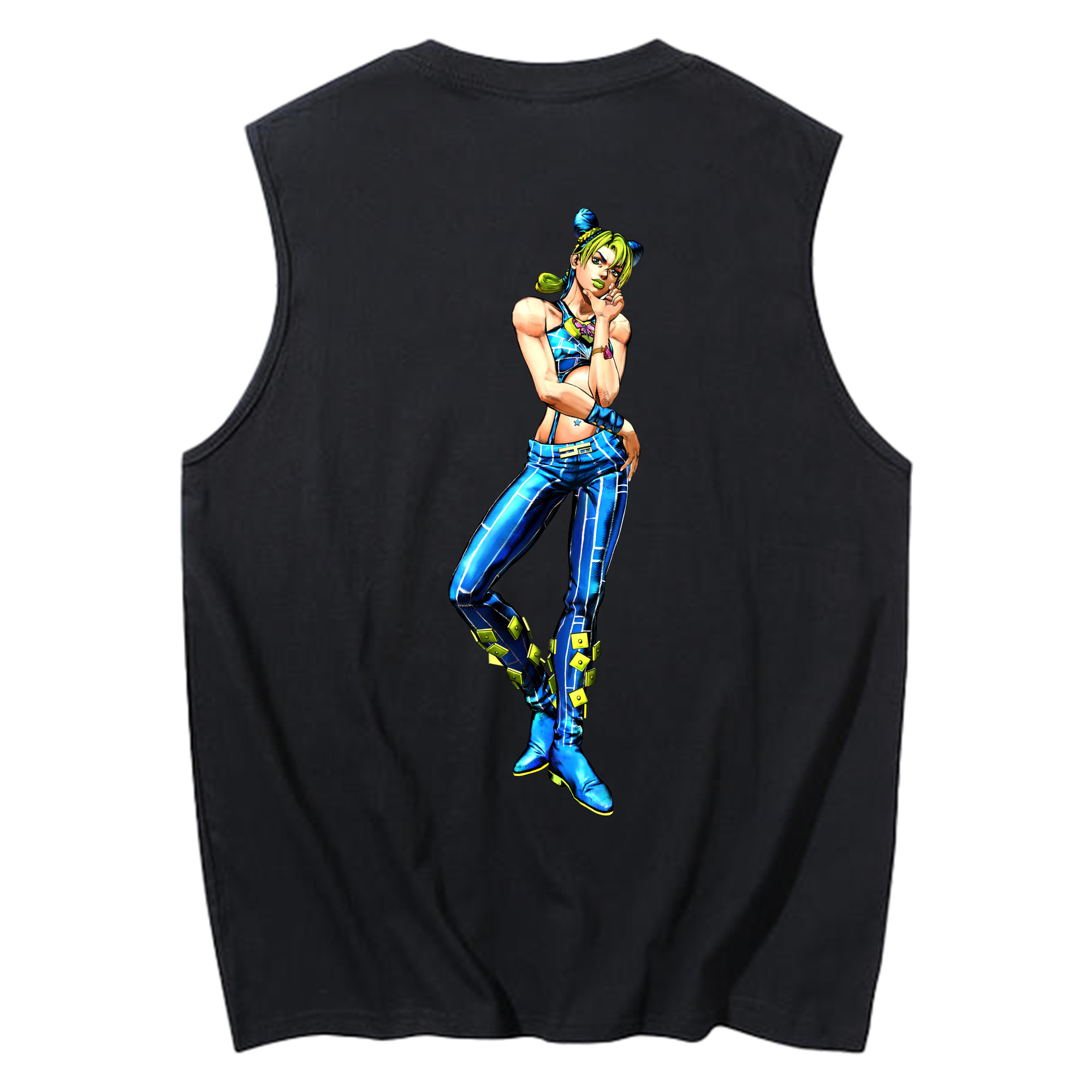 （画像用） "ジョジョの奇妙な冒険 くうじょう ジョリーン JoJo's Bizarre Adventure Jolyne Cujoh " コットン100％タンクトップ（背面プリント）